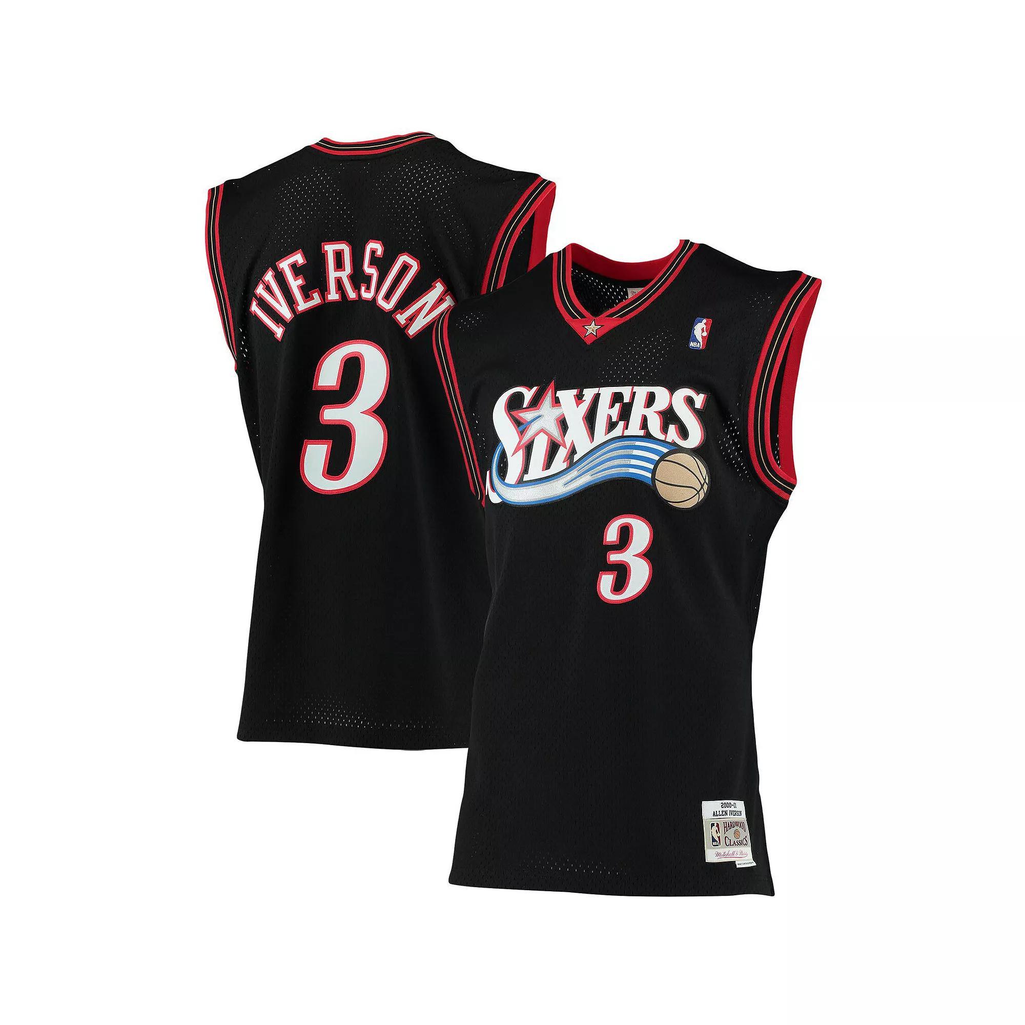 Mens Mitchell & Ness Allen Iverson Black Philadelphia 76ers Big & Tall Hardwood Classics Jersey Product Image