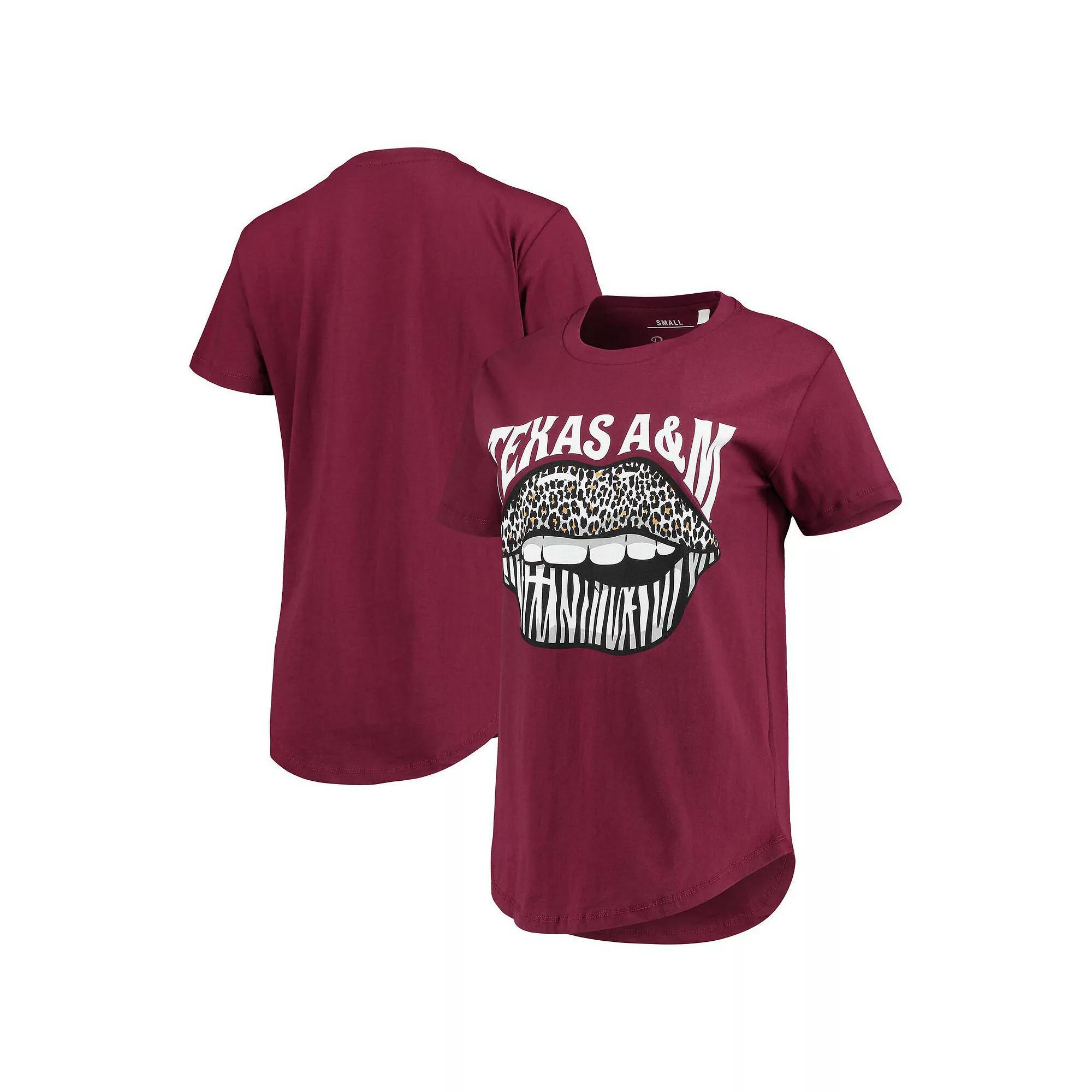 Women's Pressbox Maroon Texas A&M Aggies Wild Lips Core T-Shirt, Size: Medium, Red Product Image