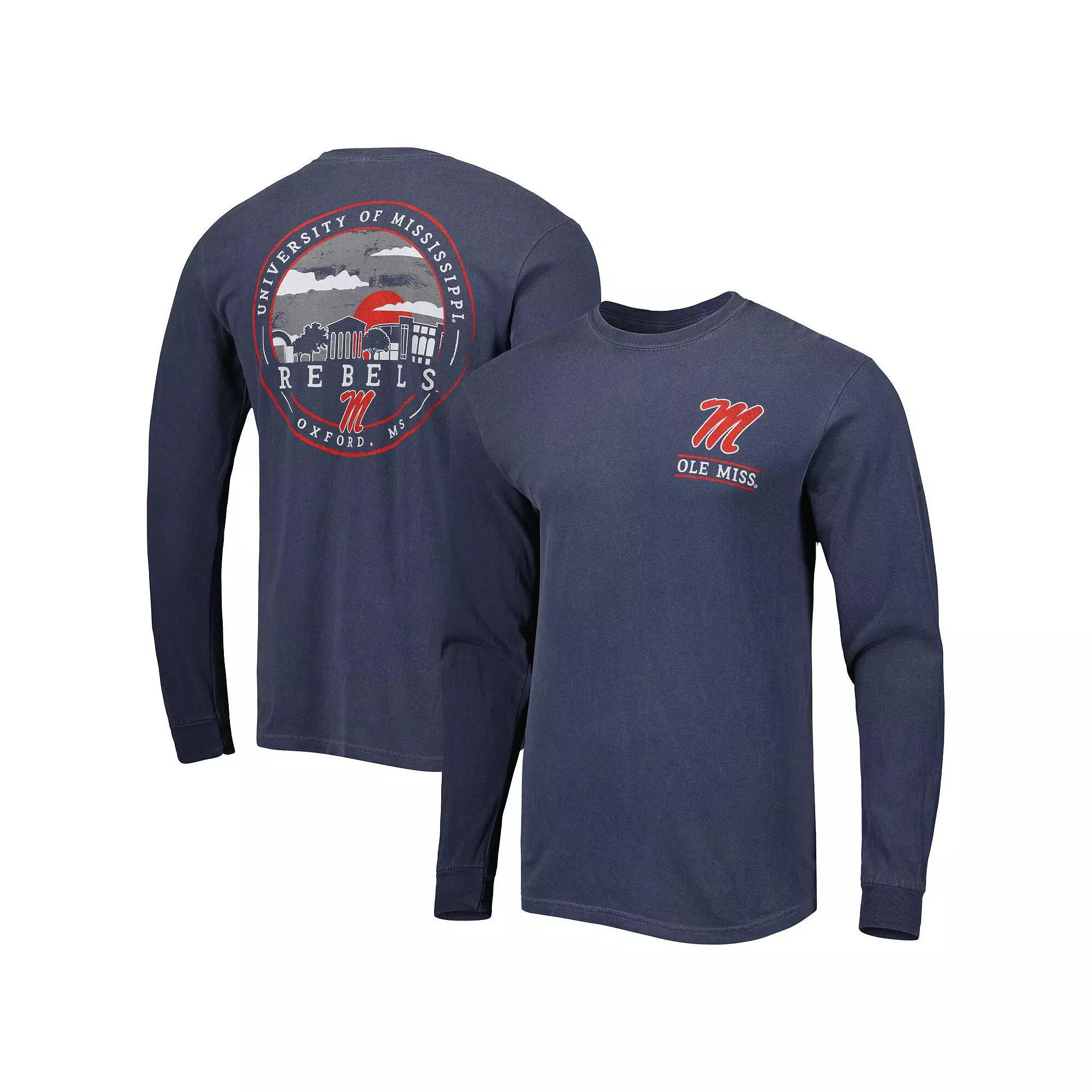 Mens Ole Miss Rebels Circle Campus Scene Long Sleeve T-Shirt Blue Product Image