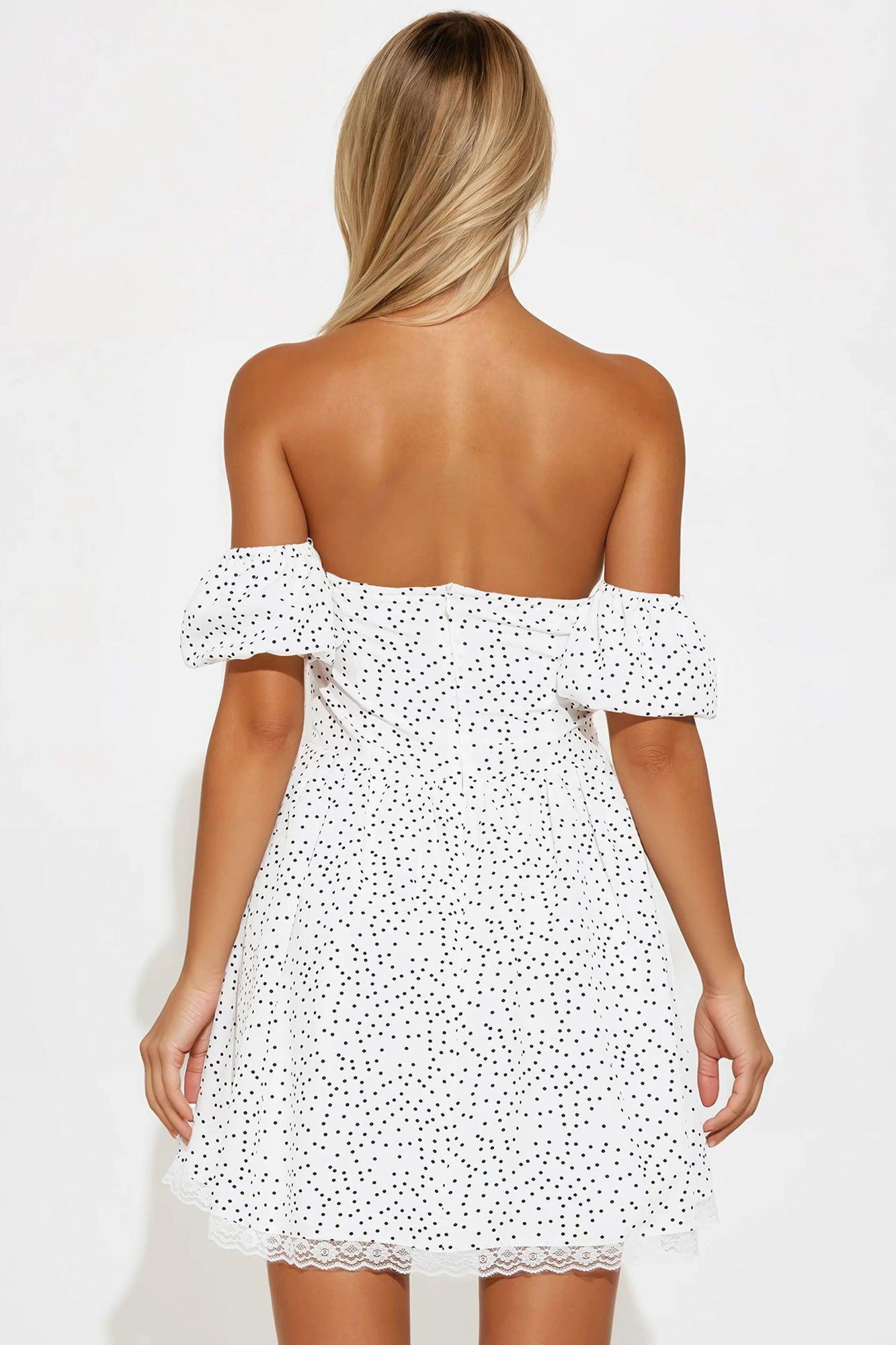 Humble Heart Polka Dot Mini Dress - White/combo Product Image