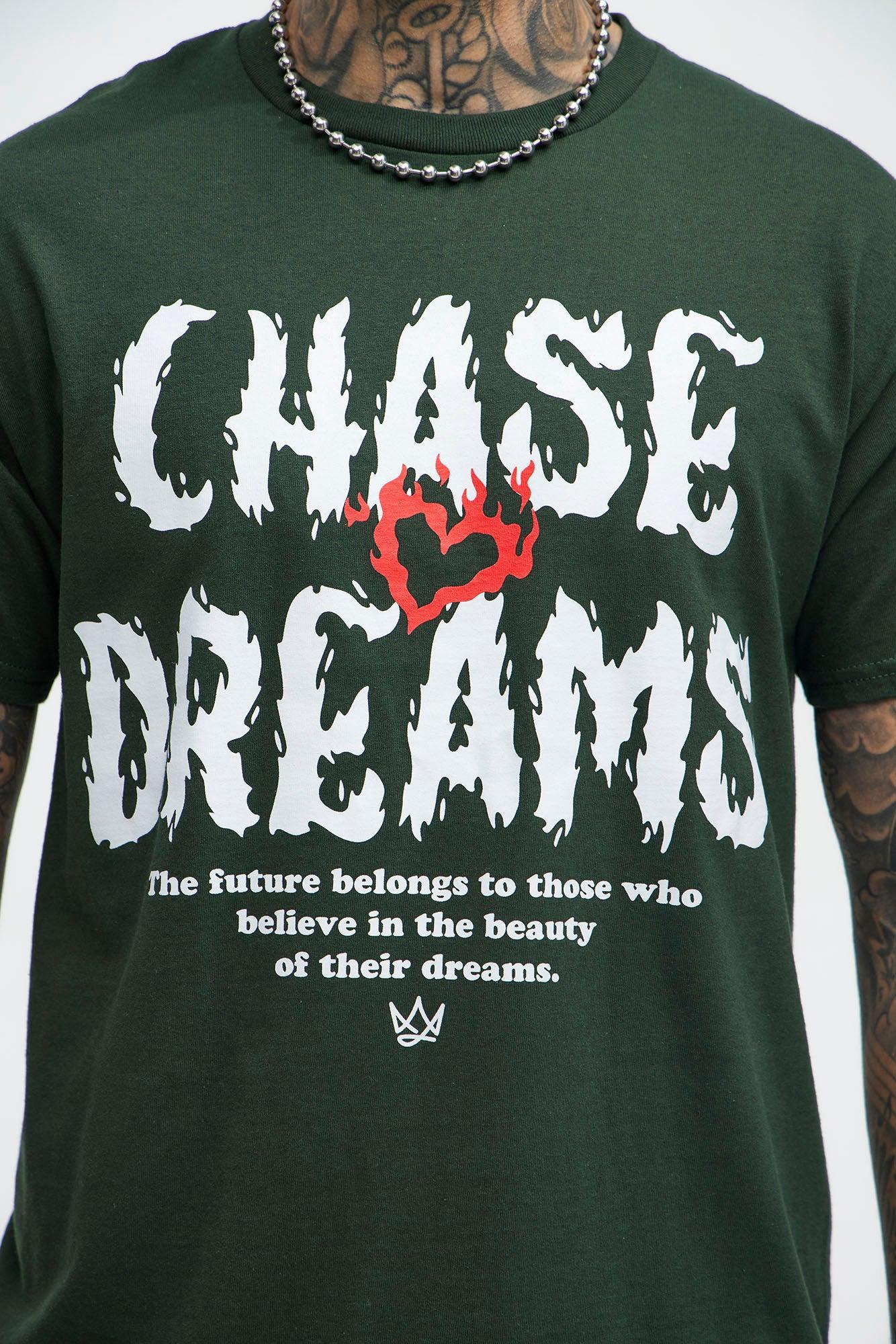 Chase Dreams Not Love Short Sleeve Tee - Green Product Image