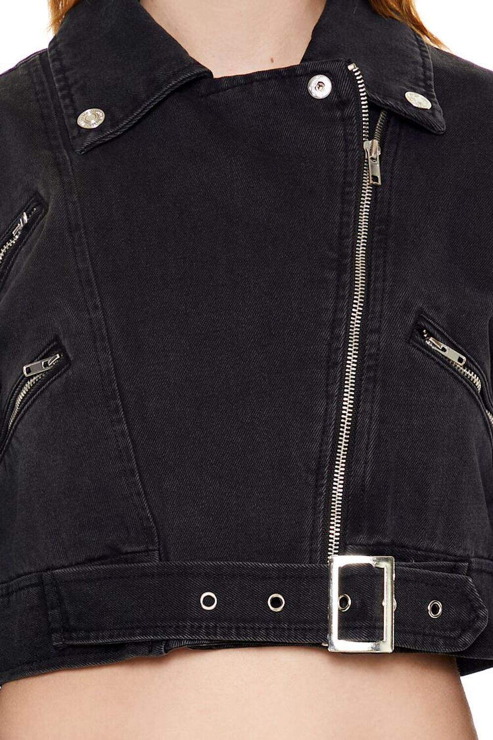 Cropped Denim Moto Jacket | Forever 21 Product Image