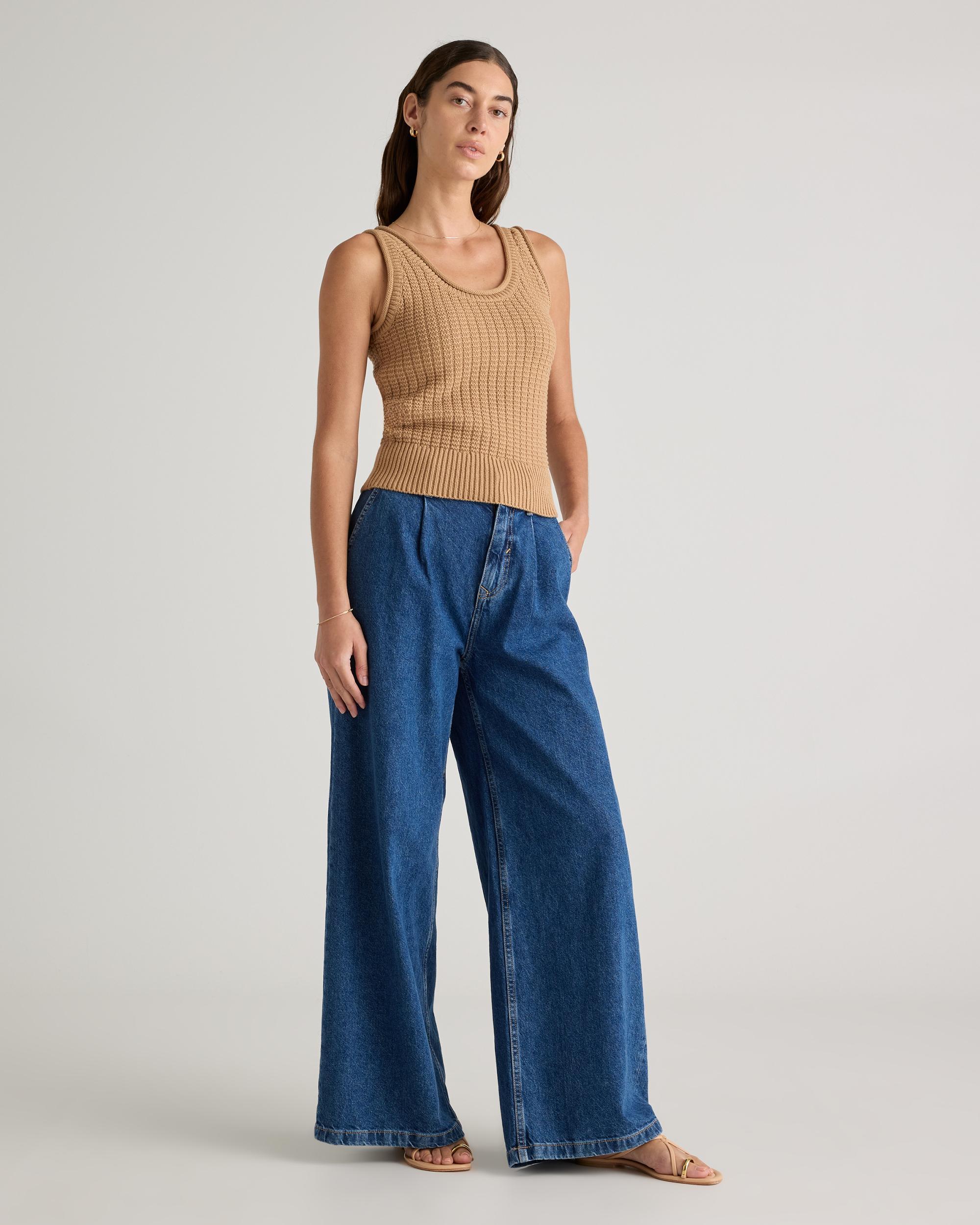Quince | Women's Waffle Cropped Sweater Tank Top Size XS, Organic Cotton Product Image