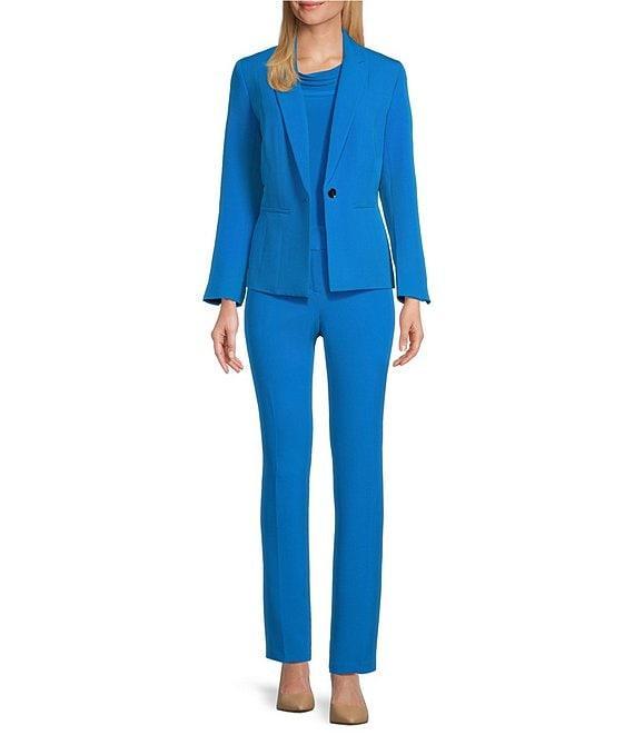 Kasper Stretch Crepe One Button Panel Seamed Blazer Product Image
