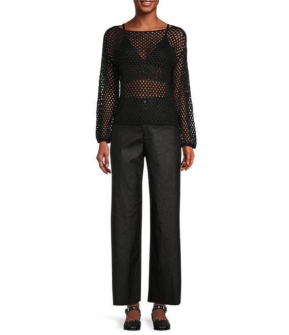 Say What Open Weave Boat Neck Dolman Long Sleeve Top Product Image