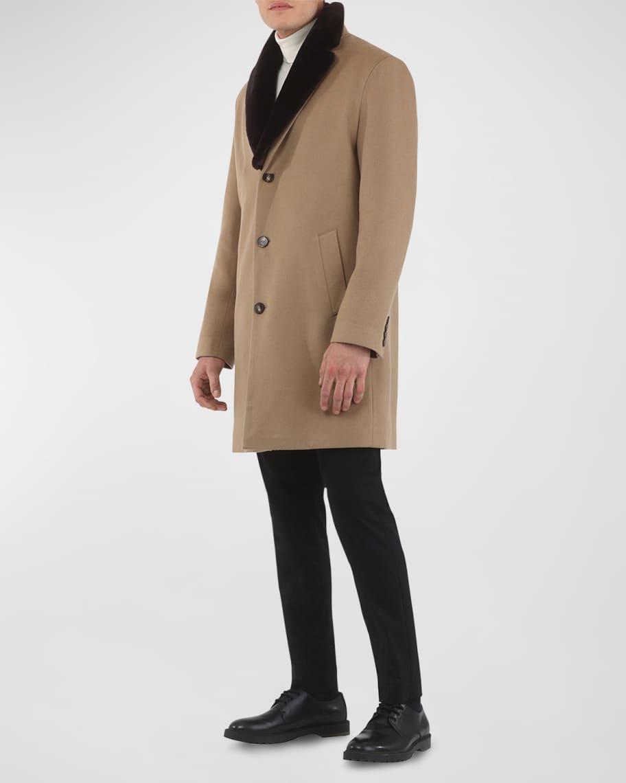 Mens Loro Piana Cashmere Short Coat with Detachable Lamb Shearling Collar Product Image