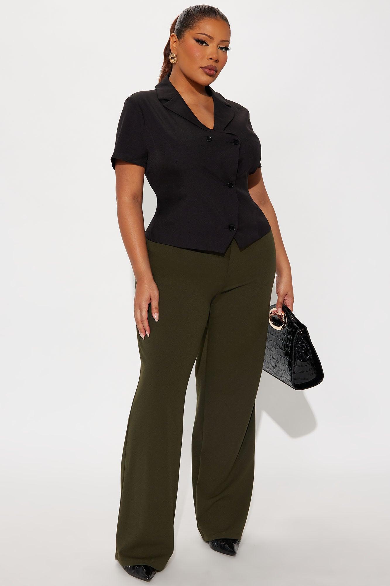 Office Tea Straight Leg Trouser Pant - Olive Product Image
