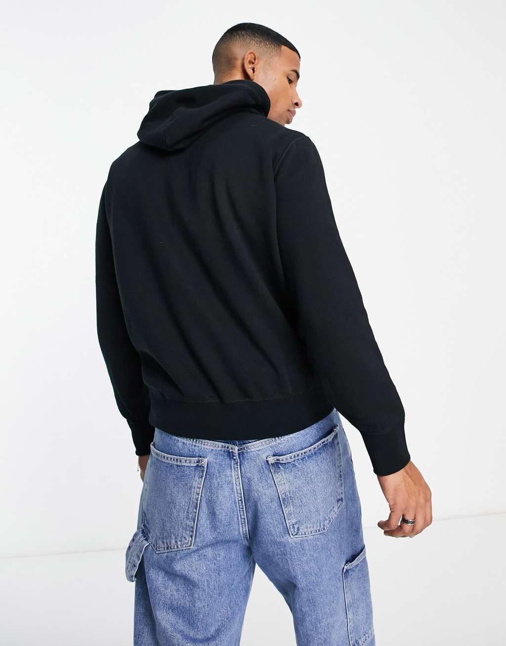 Polo Ralph Lauren icon logo fleece hoodie in black Product Image