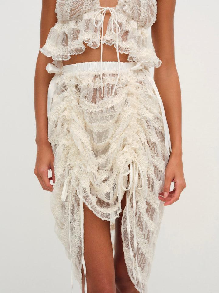 Romy Midi Slip Skirt — Ivory Product Image