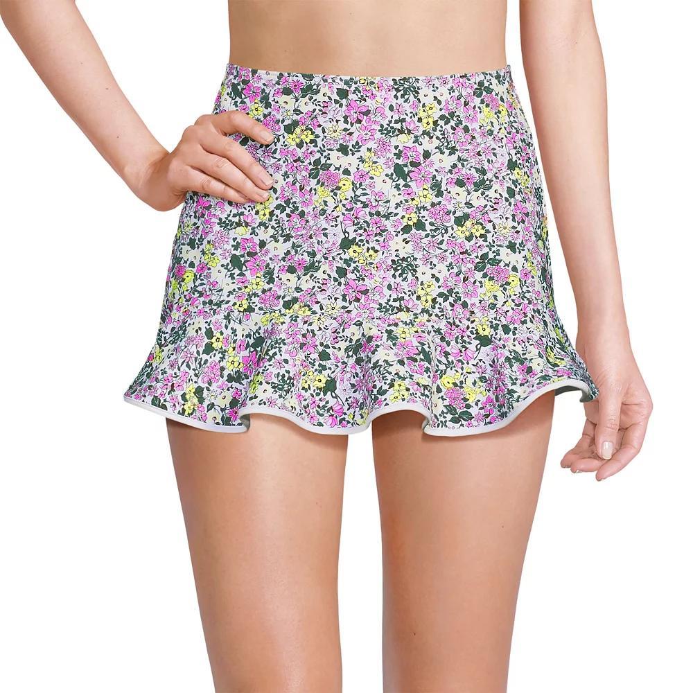 Women's Lands' End Ruffle Hem Mini Swim Bottoms, Size: 10, Black White Dots Product Image