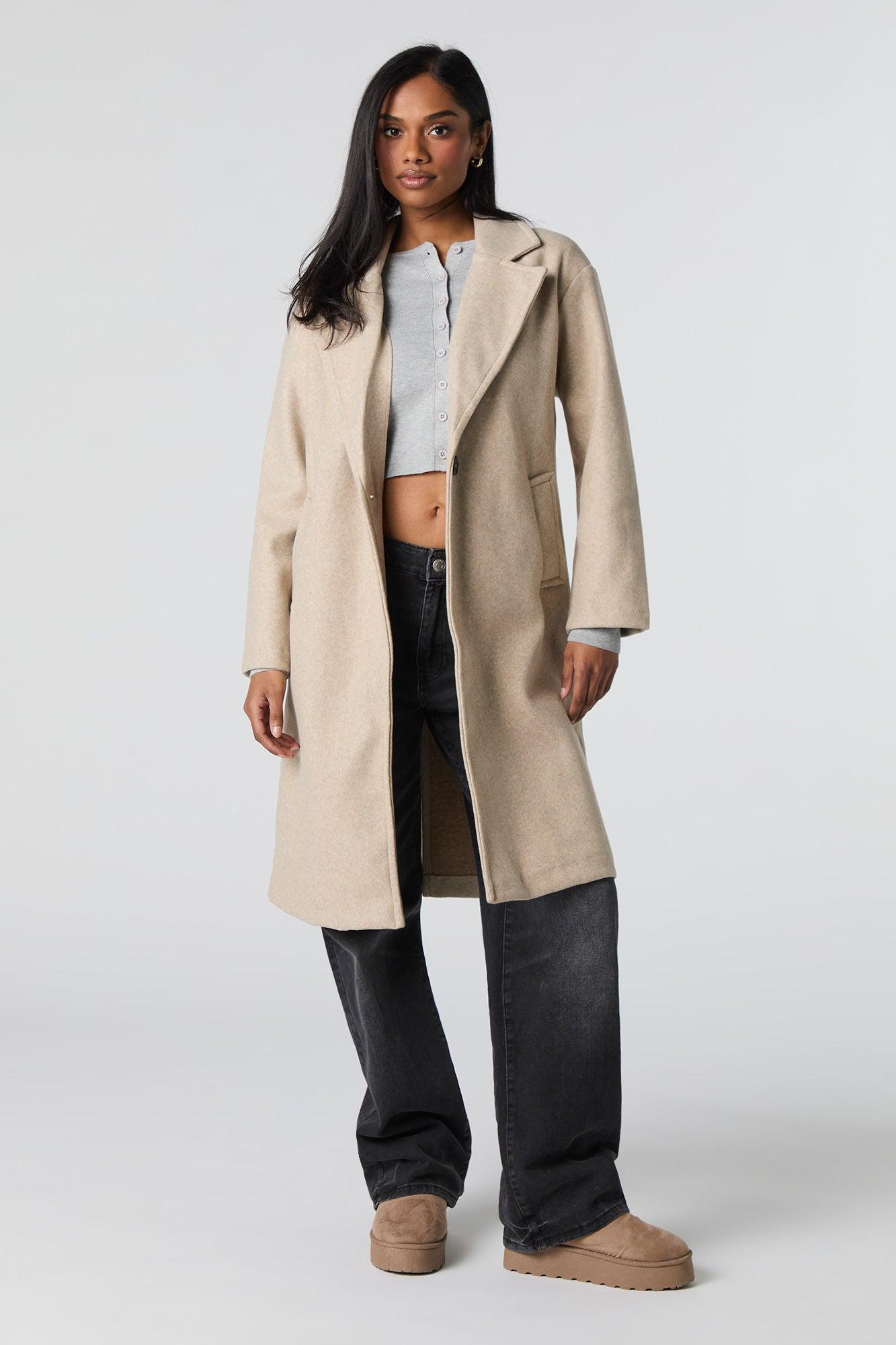 Single Button Collared Midi Coat Female Product Image
