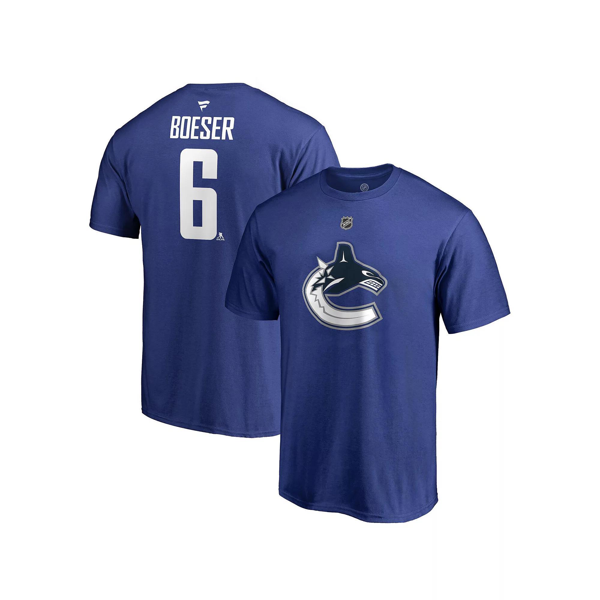 Men's Fanatics Branded Elias Pettersson Blue Vancouver Canucks Team Authentic Stack Name & Number T-Shirt, Size: XL, Cnk Blue Product Image