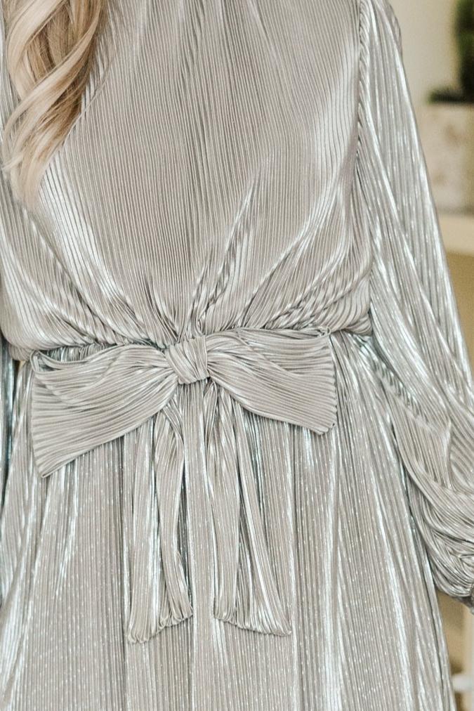 Just A Wish Gold Pleated Dress Female Product Image