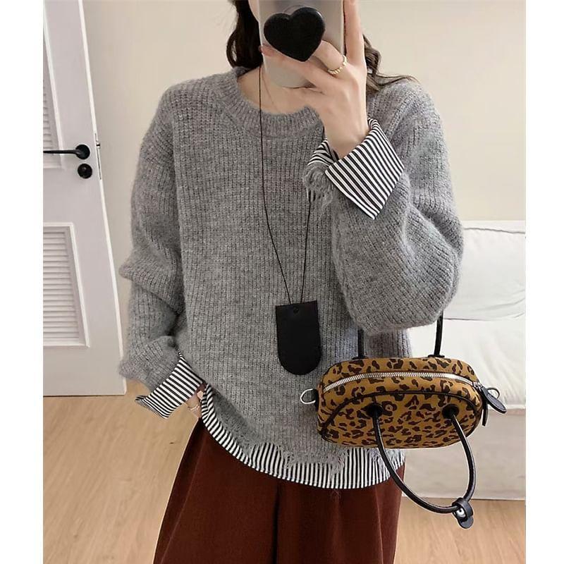 Round Neck Jacquard Sweater Product Image