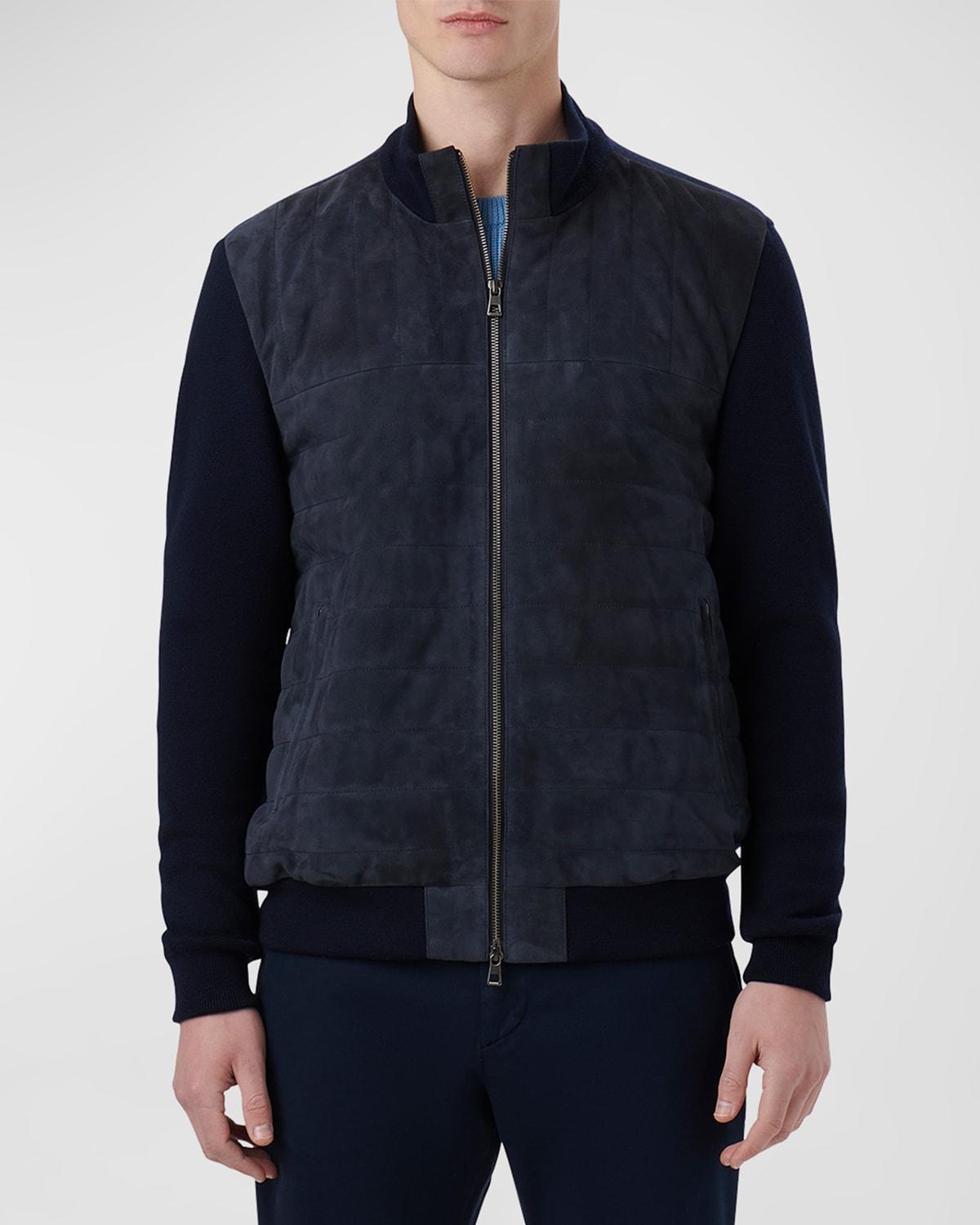 Mens Suede-Front Sweater Jacket Product Image