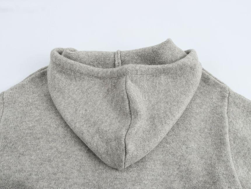 Plain Hooded Zip Cardigan Product Image