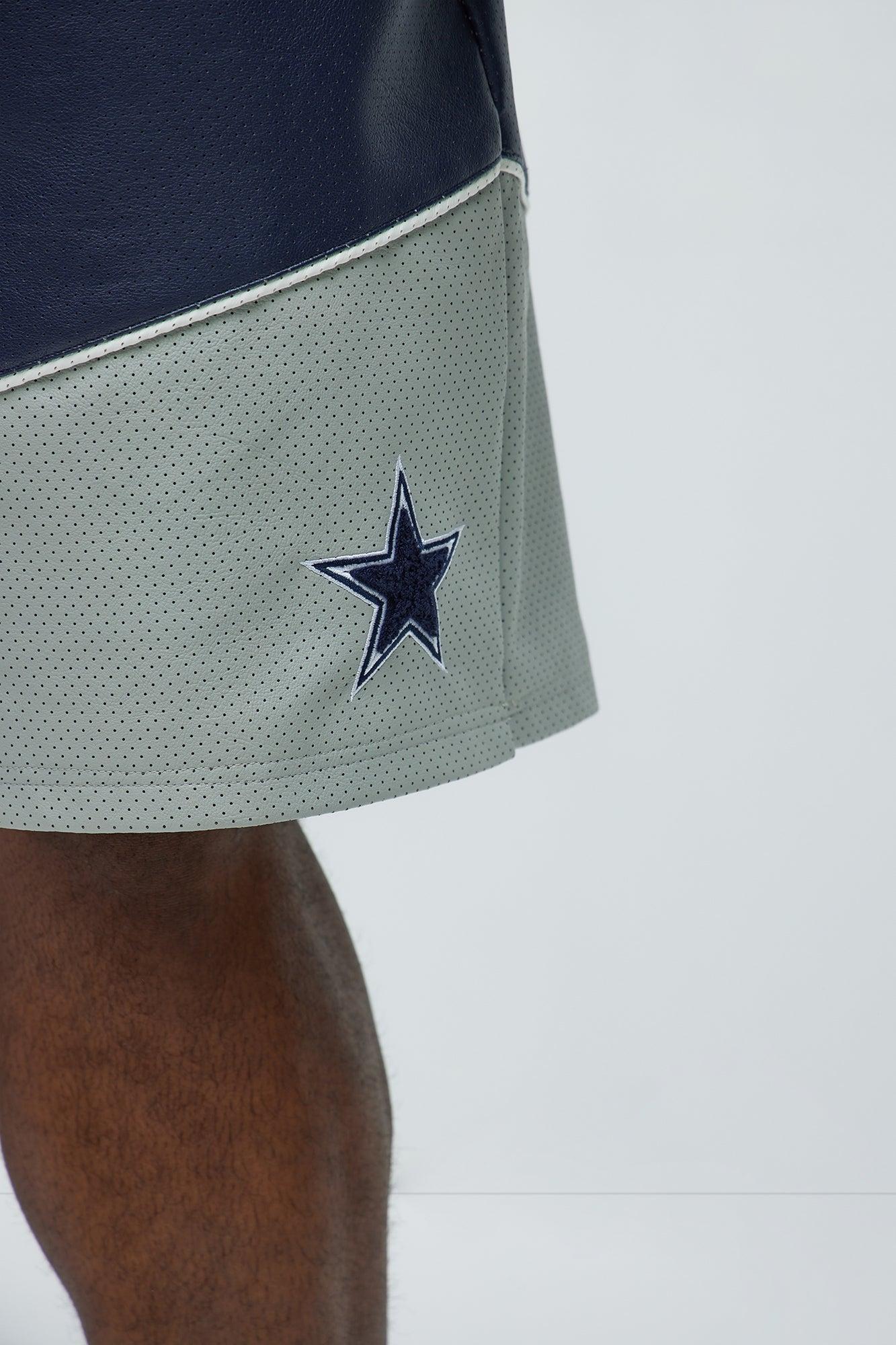 Cowboys Up And Down The Court Faux Leather Shorts - Navy Product Image
