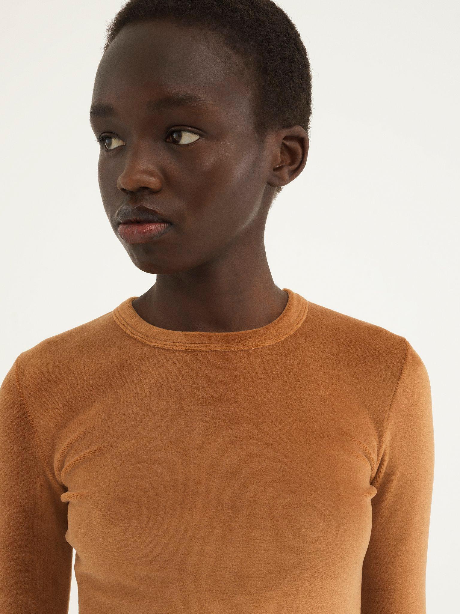 Long-sleeve top in velvet jersey Product Image