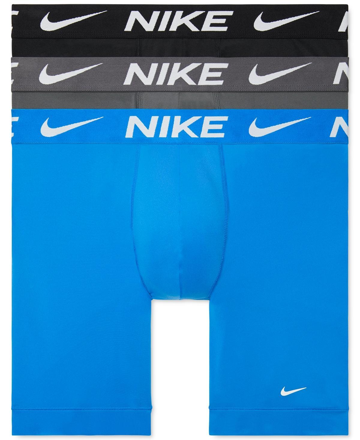 Men's Nike Dri-FIT Essential 3-pack Microfiber Long-Leg Boxer Briefs, Size: XXL, Blue Grey Black Product Image