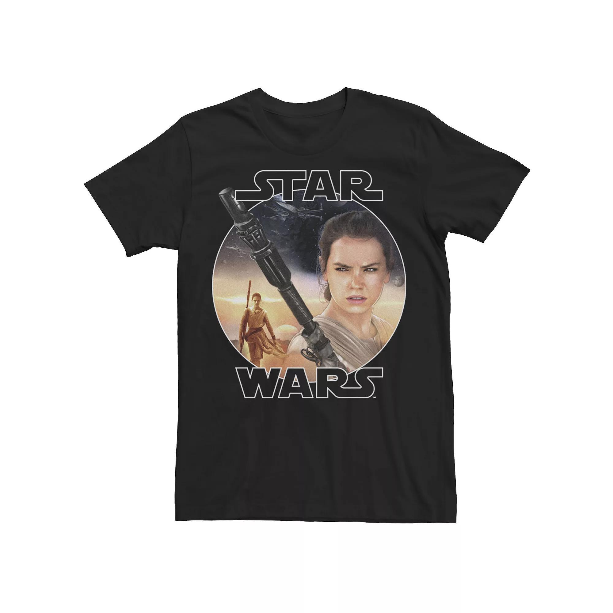 Men's Star Wars Rey Close Up Tee, Size: Large, Black Product Image