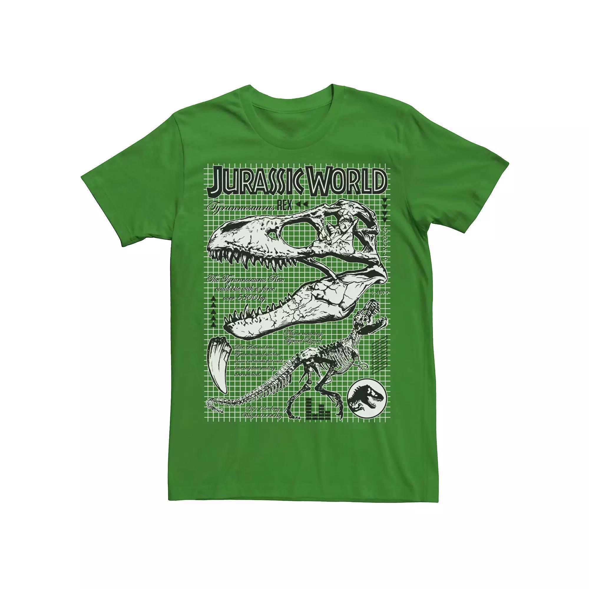 Men's Jurassic World Two T-Rex Bones Schematic Graphic Tee, Size: Large, Grey Heather Product Image