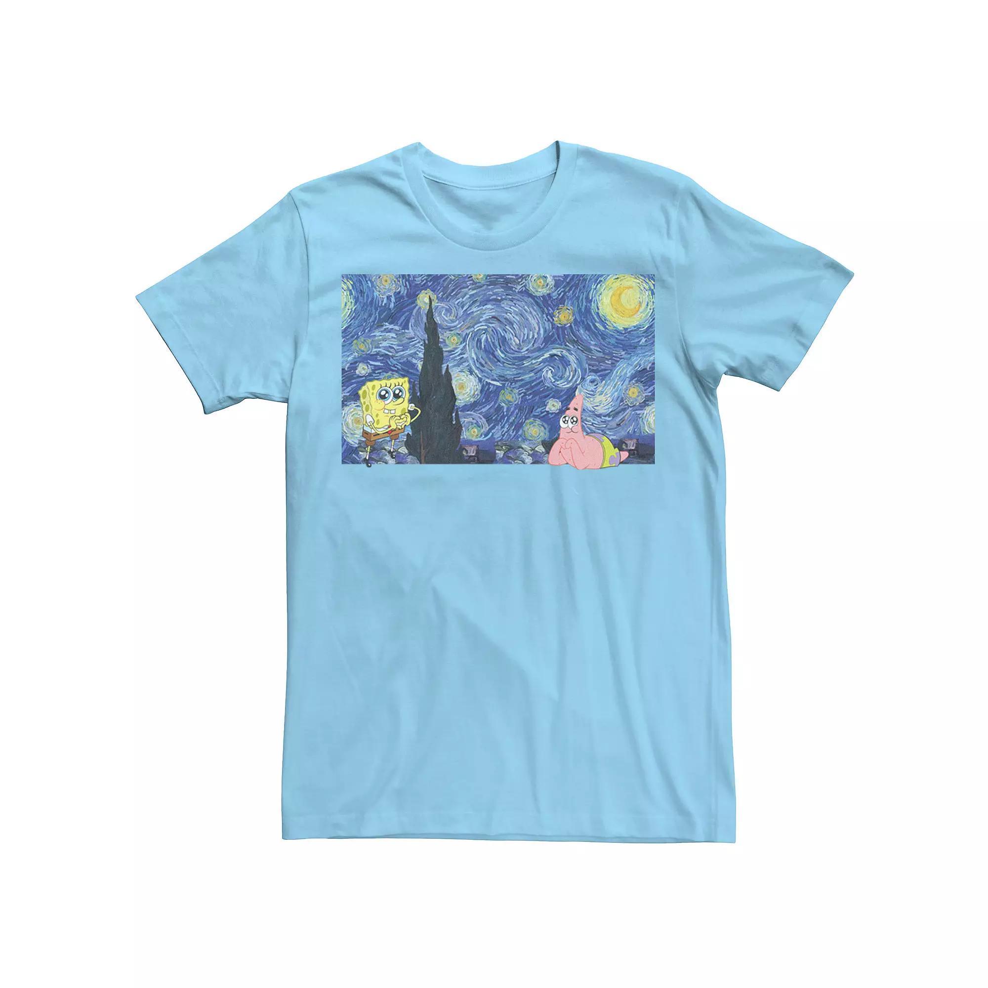 Men's SpongeBob SquarePants Starry Night Tee, Size: Small, Light Blue Product Image