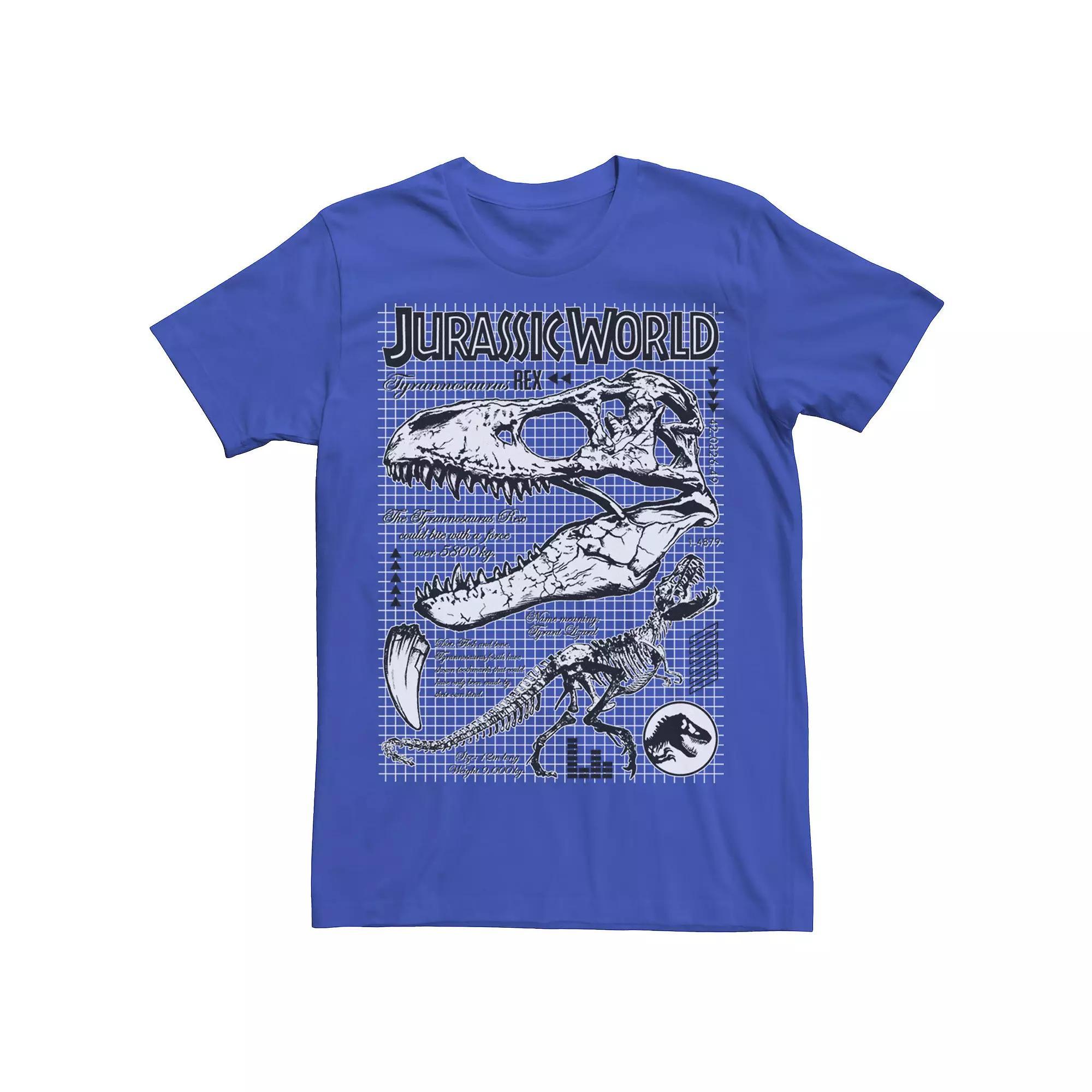 Men's Jurassic World Two T-Rex Bones Schematic Graphic Tee, Size: Large, Grey Heather Product Image