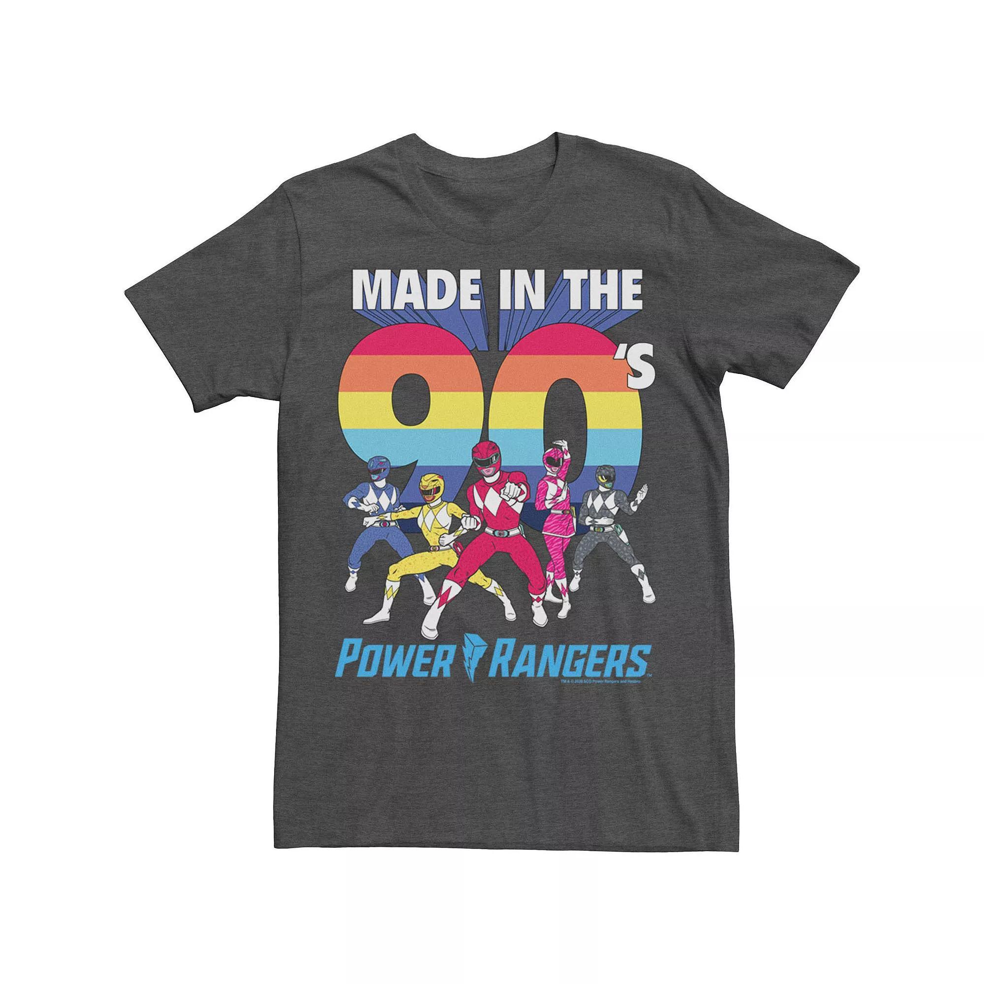 Men's Power Rangers Group Shot Made In The 90's Tee, Size: XL, Grey Heather Product Image