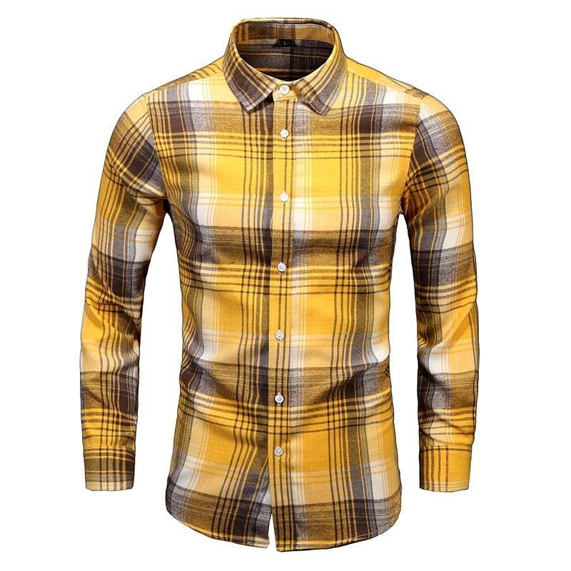Long-Sleeve Plaid Shirt Product Image