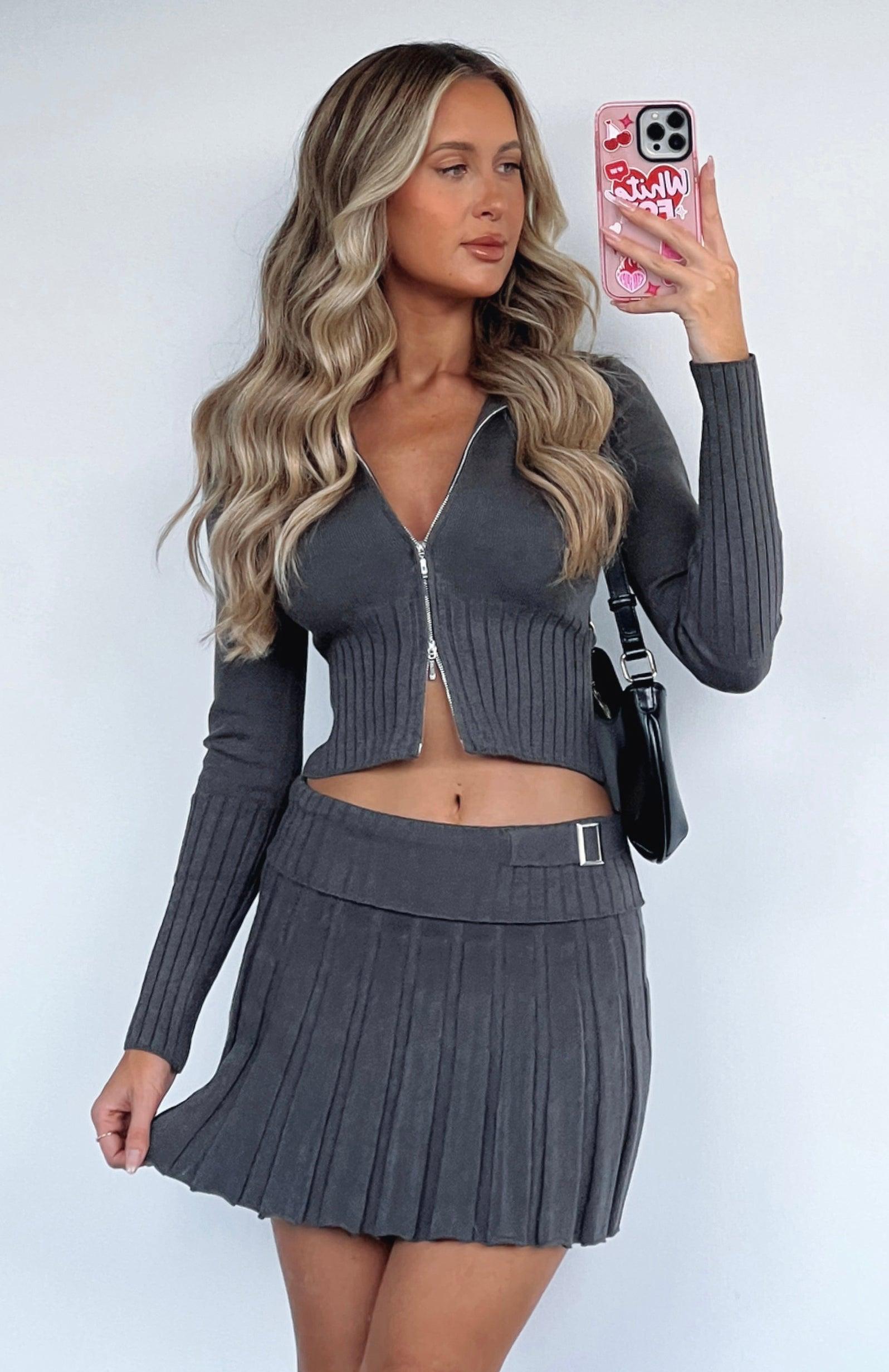 Never Change Mini Skirt Charcoal Product Image