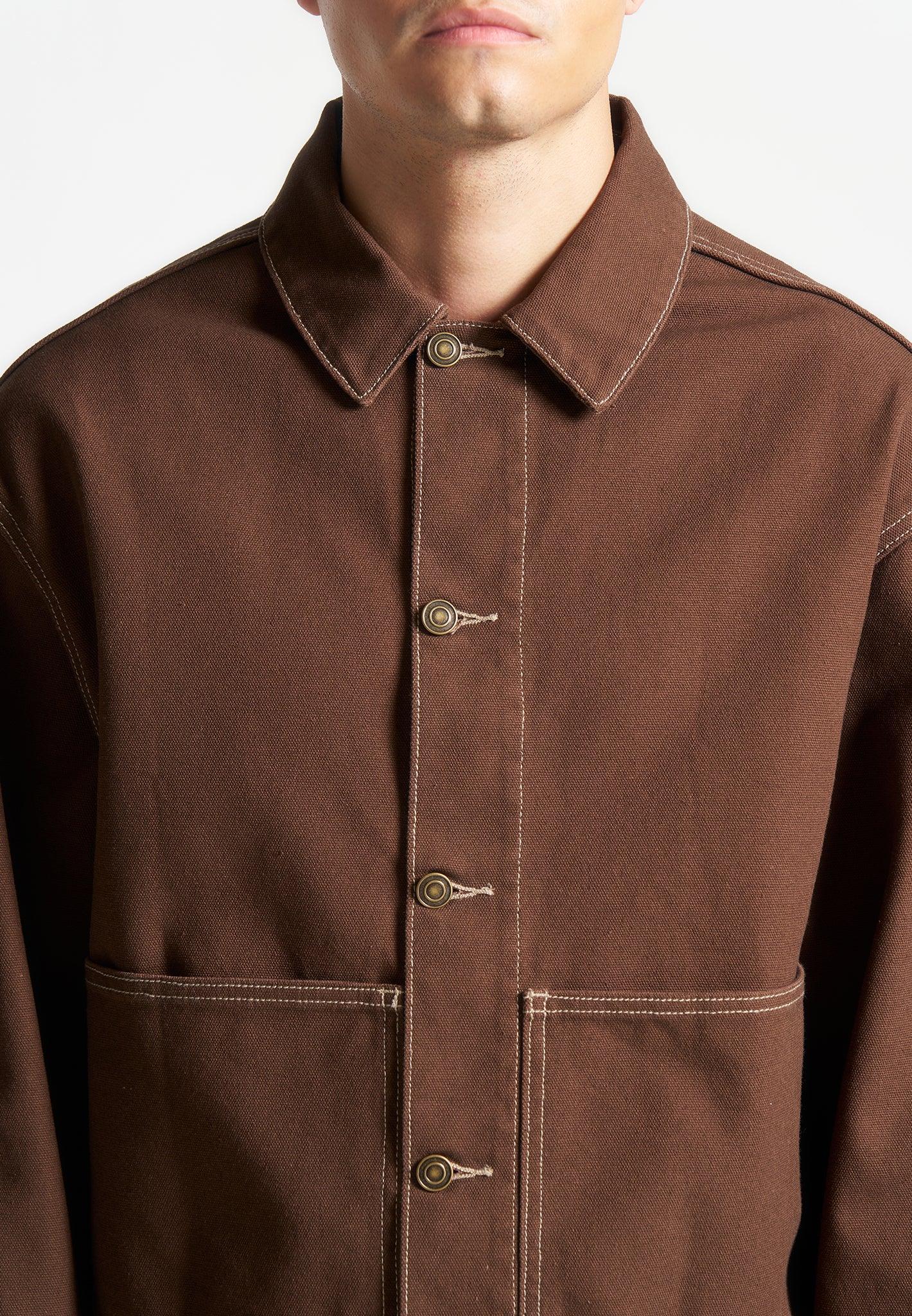 Contrast Stitch Carpenter Jacket - Brown Male Product Image