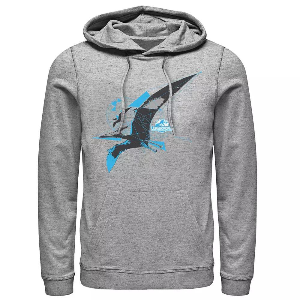 Men's Jurassic World Pterodactyl Geometric Poly Pullover Graphic Hoodie, Size: 3XL, Athletic Grey Product Image