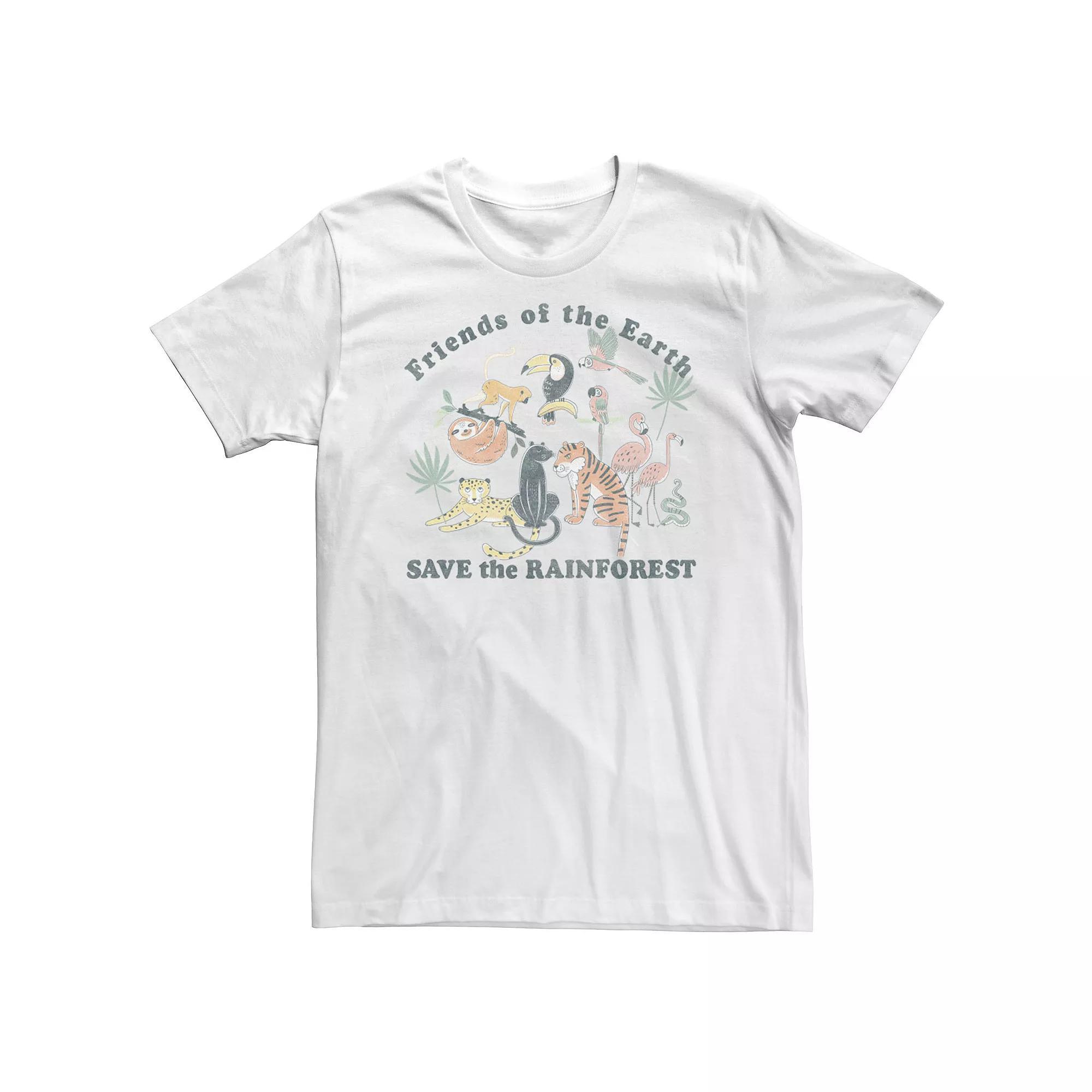 Big & Tall Trendy Friends Of The Earth Save The Rainforest Tee, Men's, Size: XL Tall, White Product Image