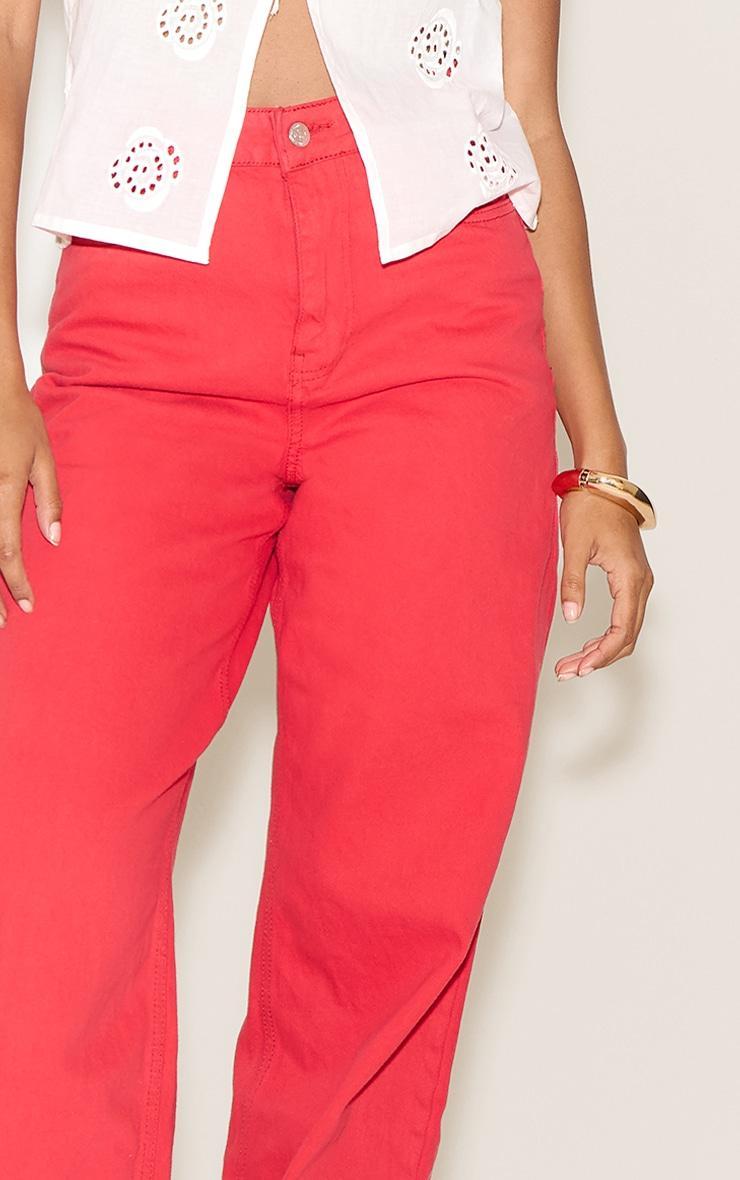 Red Mid Rise Wide Leg Jean Product Image