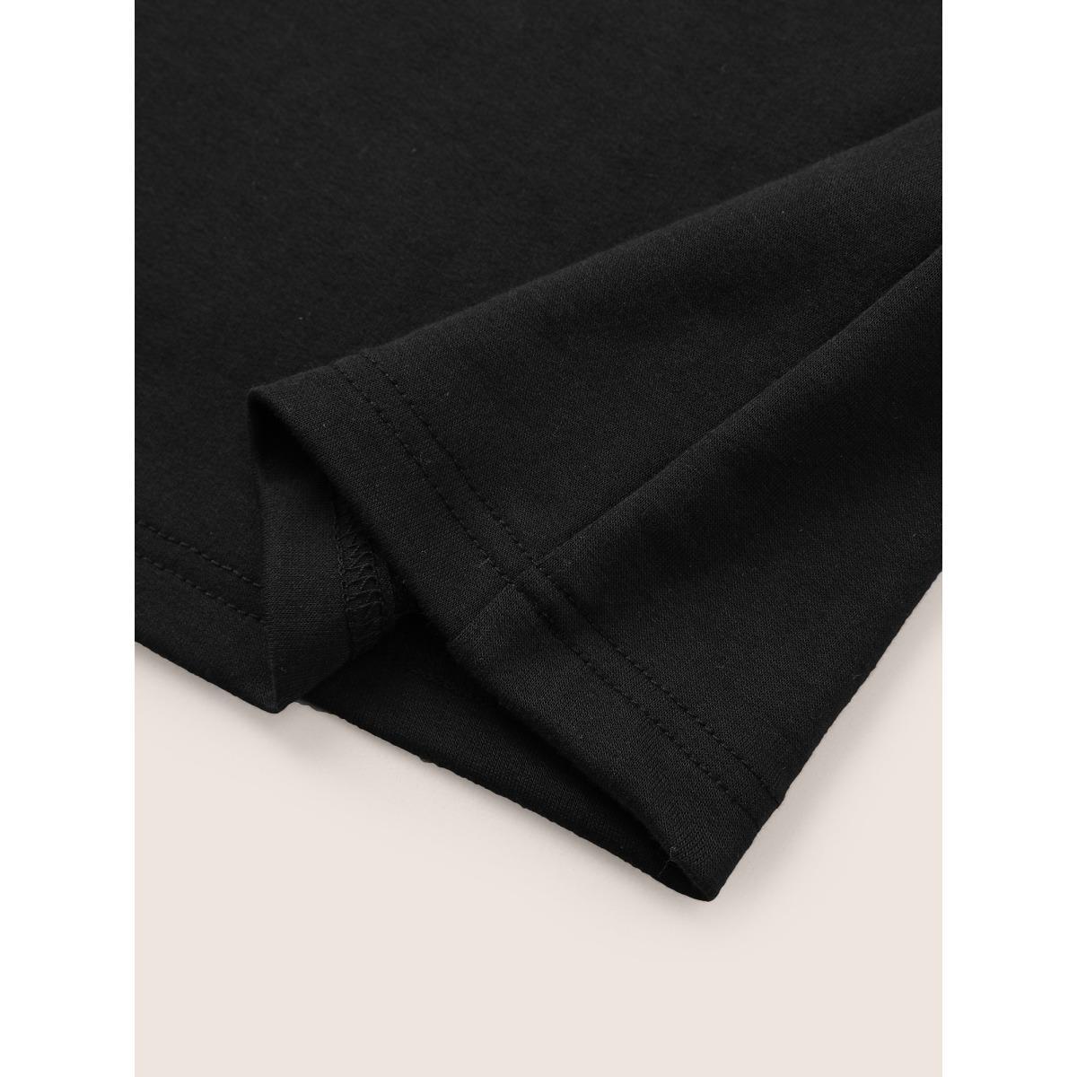 Plus Size Plain Turtle Neck Crochet Lace Sweatshirt Women Black Casual Non Turtleneck Everyday Sweatshirts BloomChic 28/5X Product Image