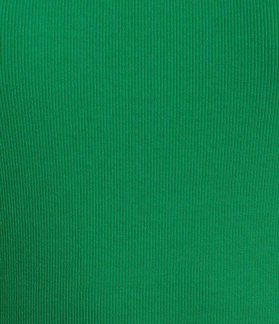 Gibson & Latimer Ribbed Knit Crew Neck Contrasting Poplin Ruffled Short Sleeve Top Product Image