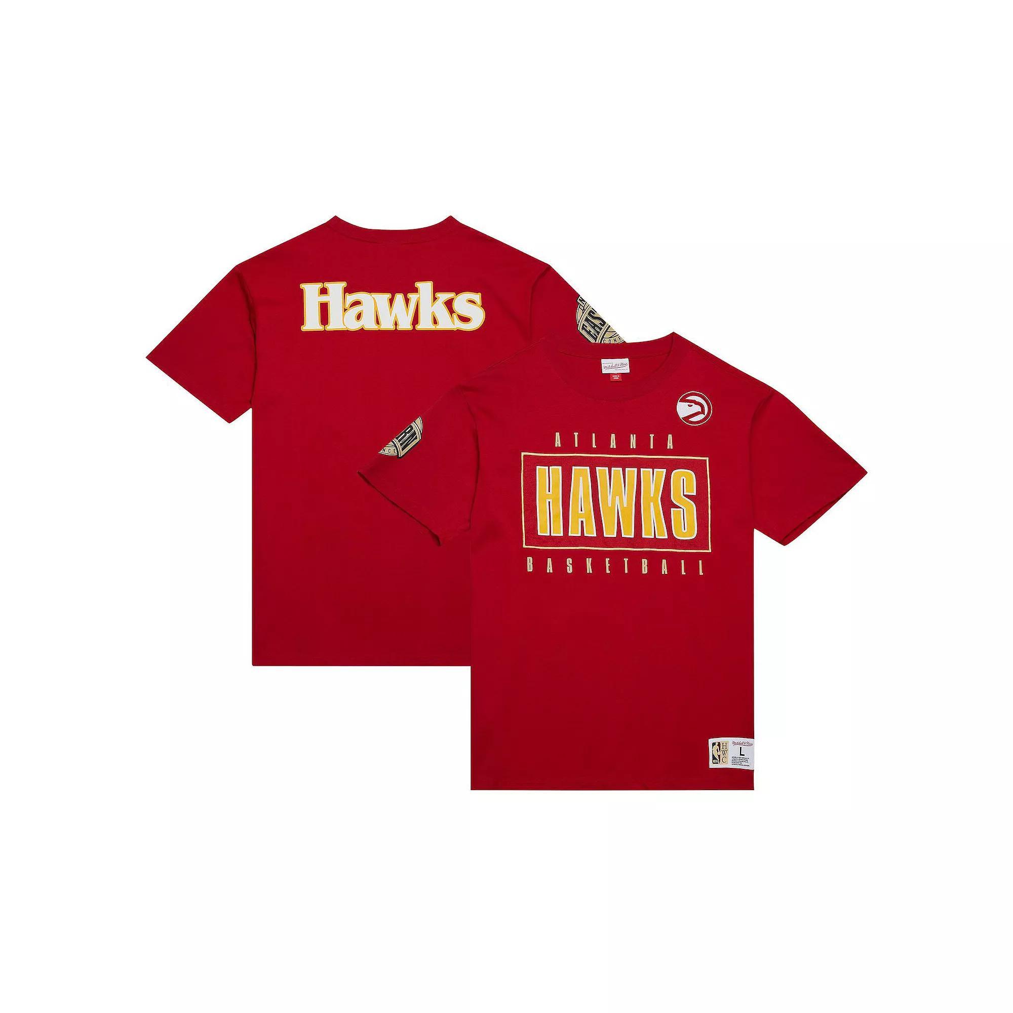 Men's Mitchell & Ness Red Atlanta Hawks Hardwood Classics Team OG 2.0 Premium Vintage Logo T-Shirt, Size: Medium Product Image