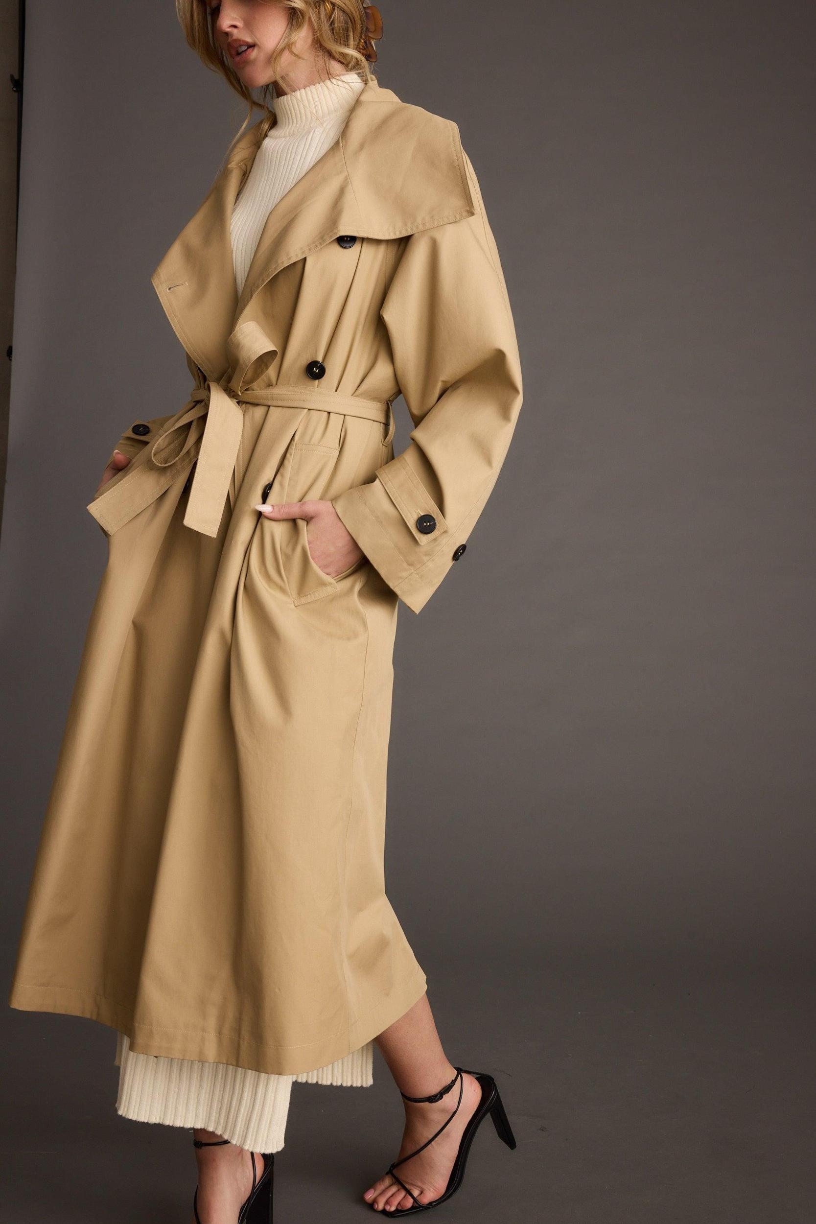 Kate Midi Dress + Moss Trench Coat Product Image