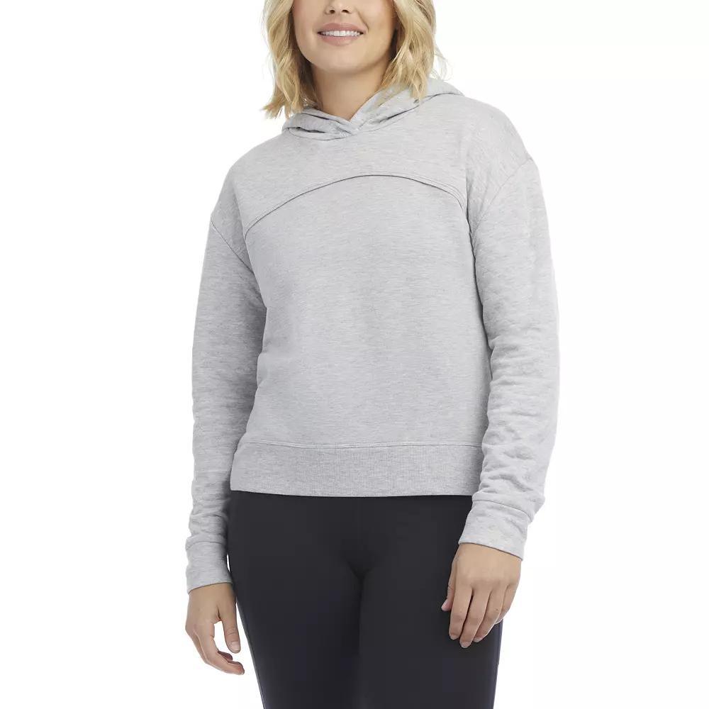 Women's Danskin Quilted Crop Hoodie, Size: Large, Light Gray Grey Product Image