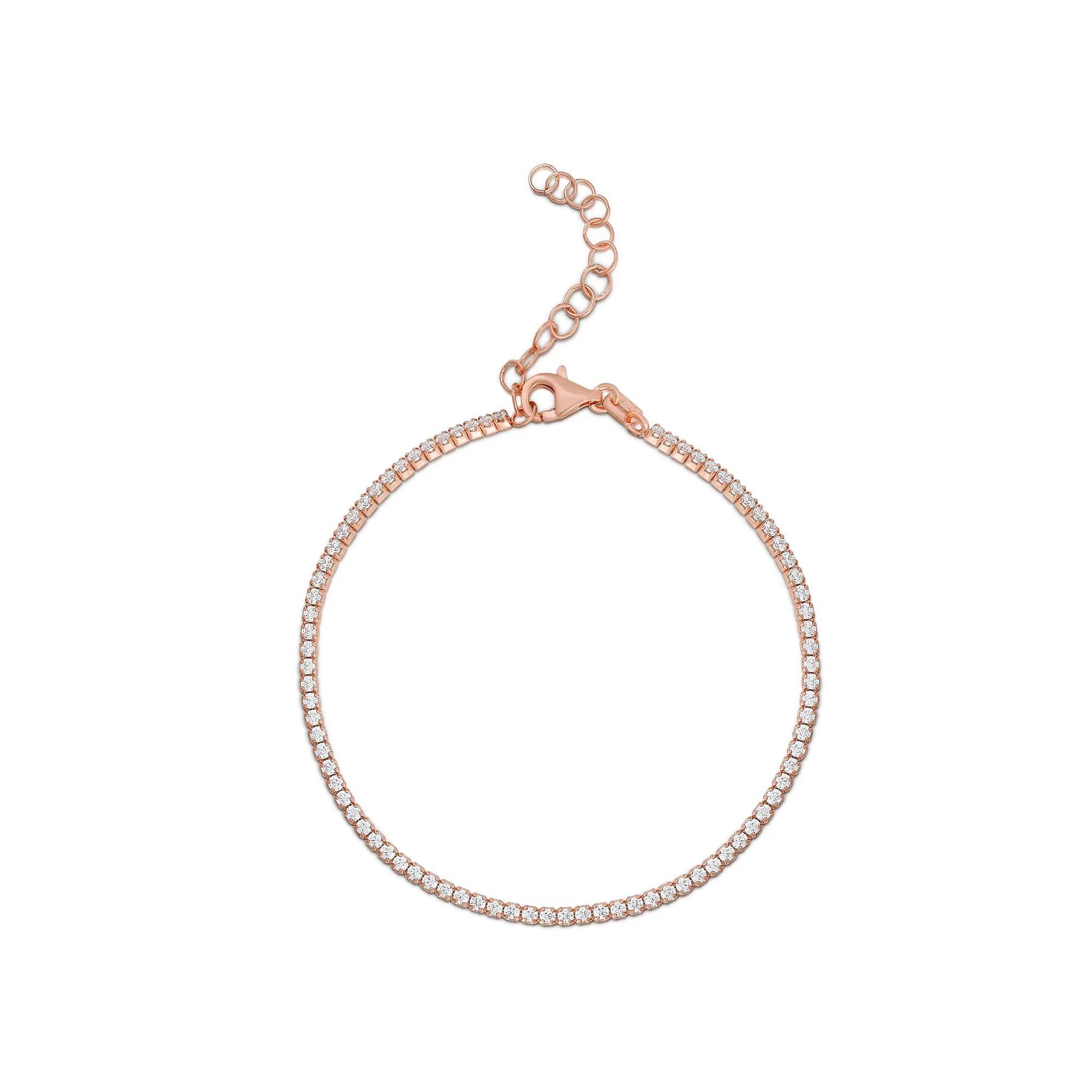 Sunkissed Sterling Silver Over Cubic Zirconia Tennis Bracelet, Womens Rose Gold Tone Product Image