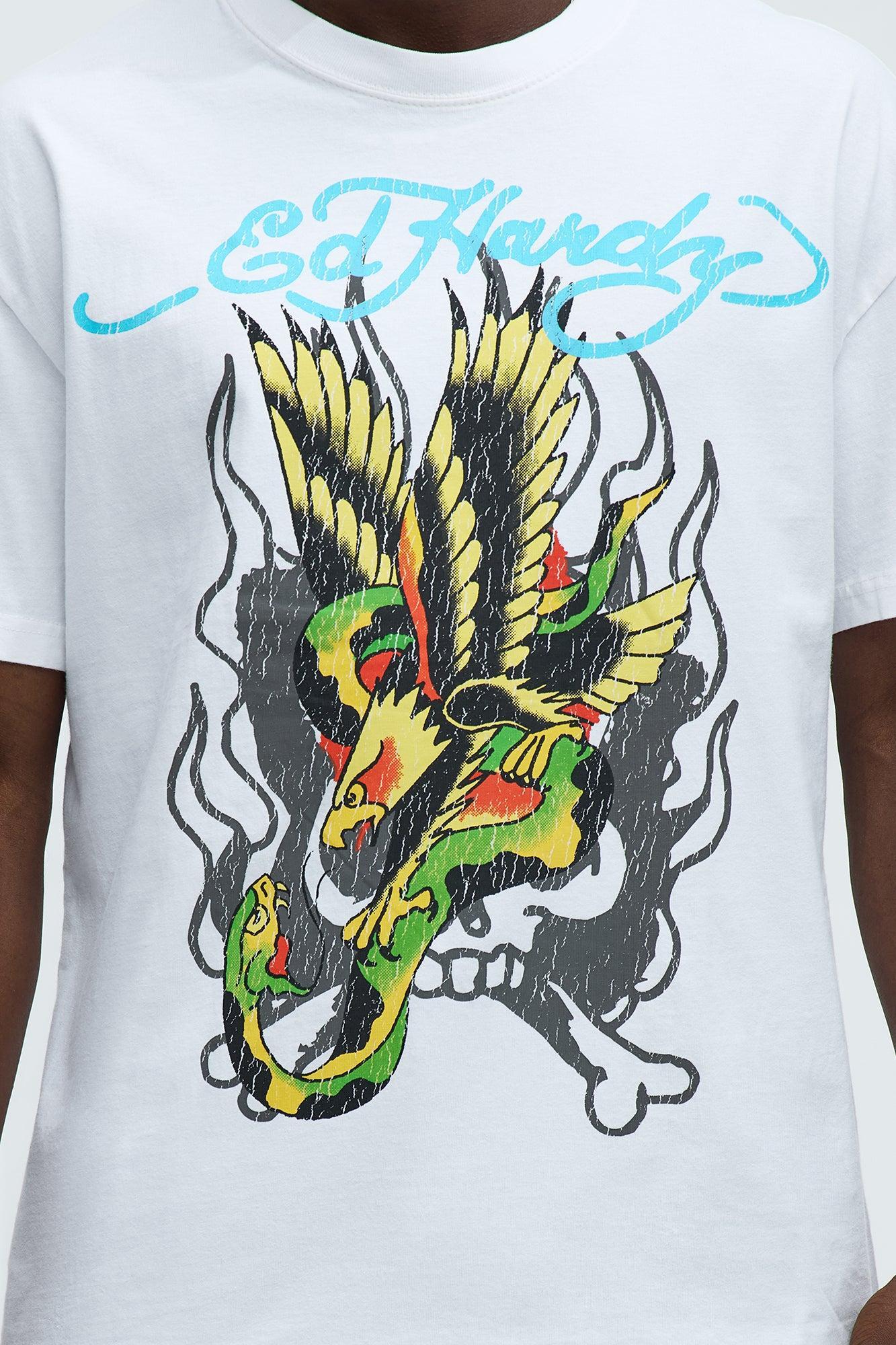 Ed Hardy Eagle Snake Oversized Short Sleeve Tee - Ivory Product Image