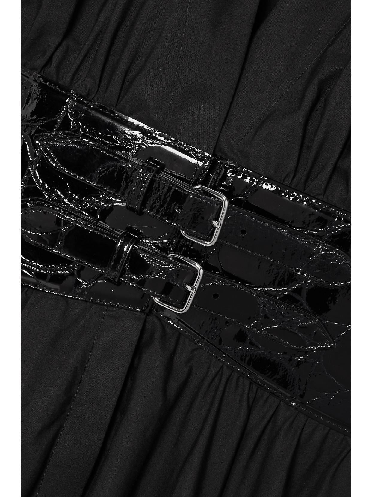 ALAÏA Belted Cotton Midi Dress In Black Product Image