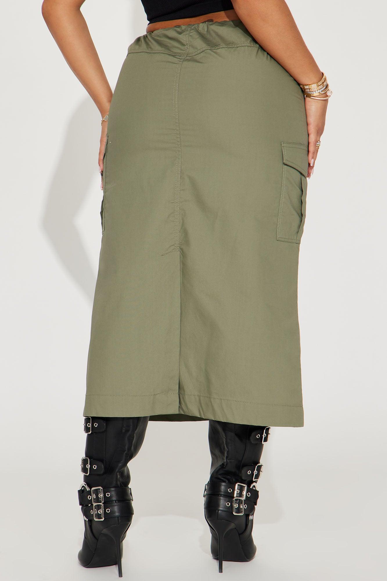Jeanette Cargo Midi Skirt - Olive Product Image