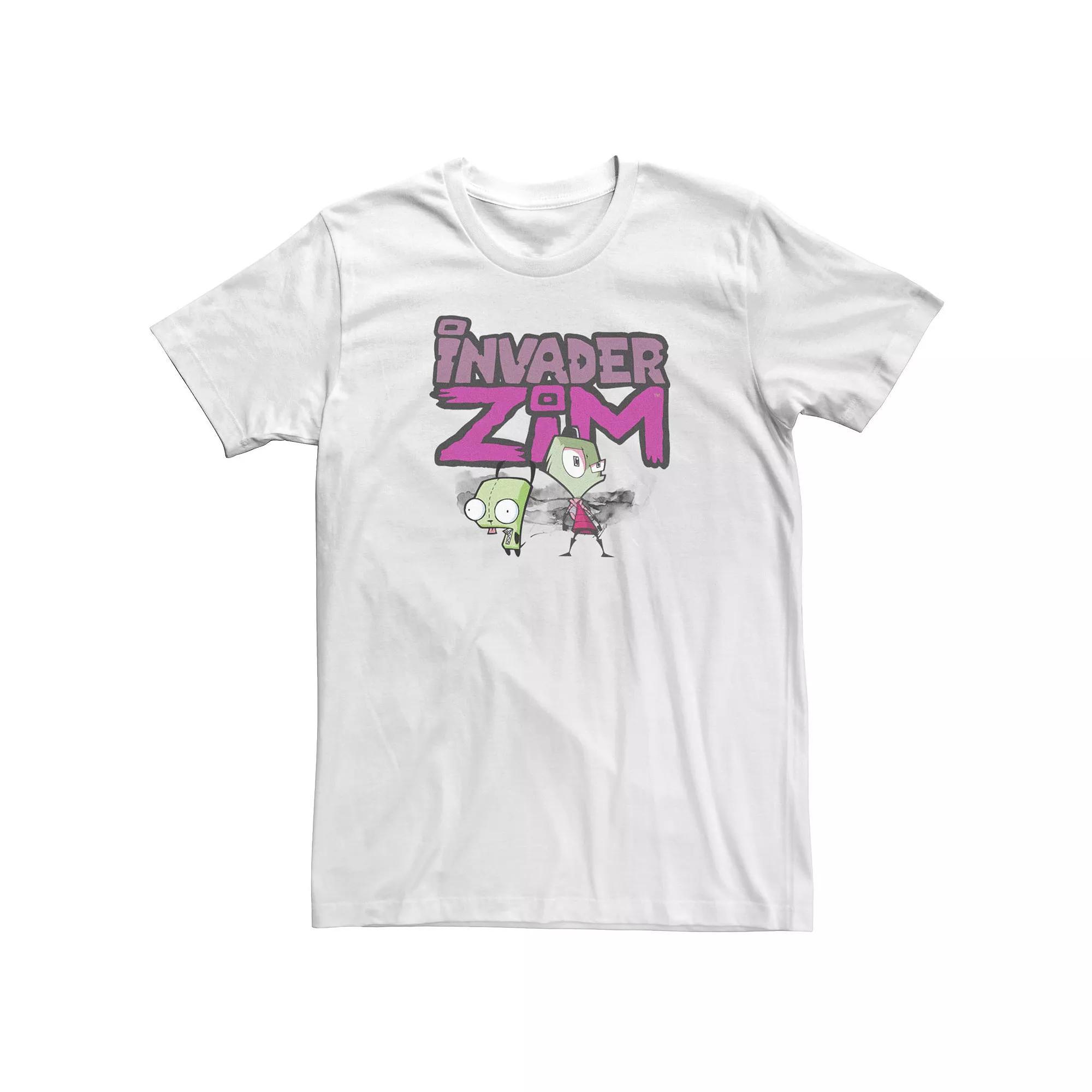 Men's Invader Zim and Gir Painted Logo Tee, Size: Small, White Product Image