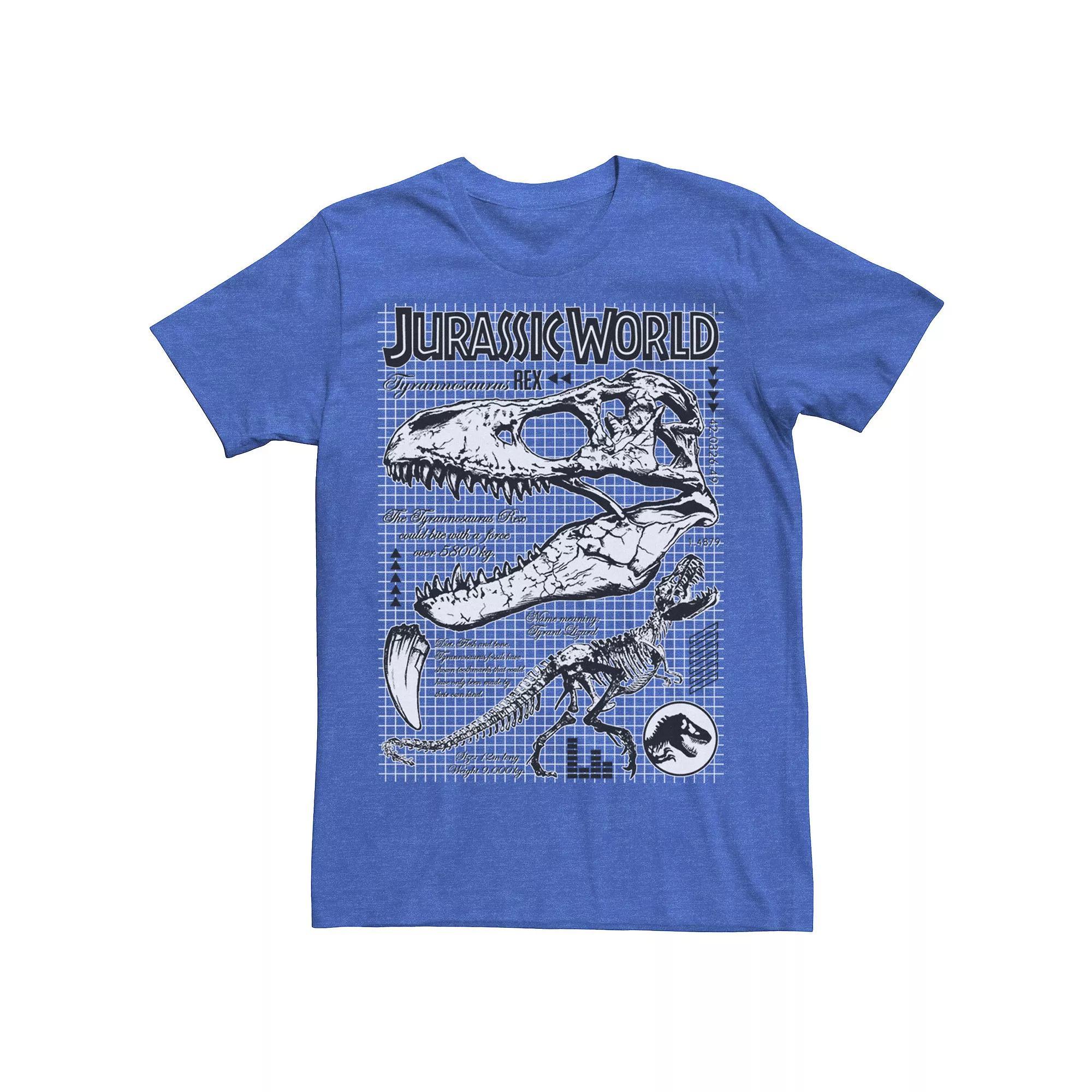 Men's Jurassic World Two T-Rex Bones Schematic Graphic Tee, Size: Large, Grey Heather Product Image