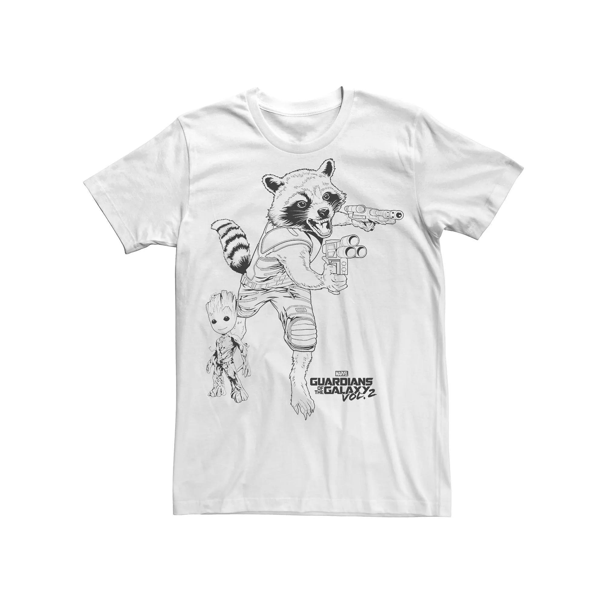Men's Marvel Rocket And Baby Groot Sketch Graphic Tee, Size: Medium, White Product Image