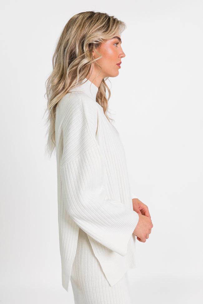 Good To Go Cream Mock Neck Ribbed Sweater FINAL SALE Product Image
