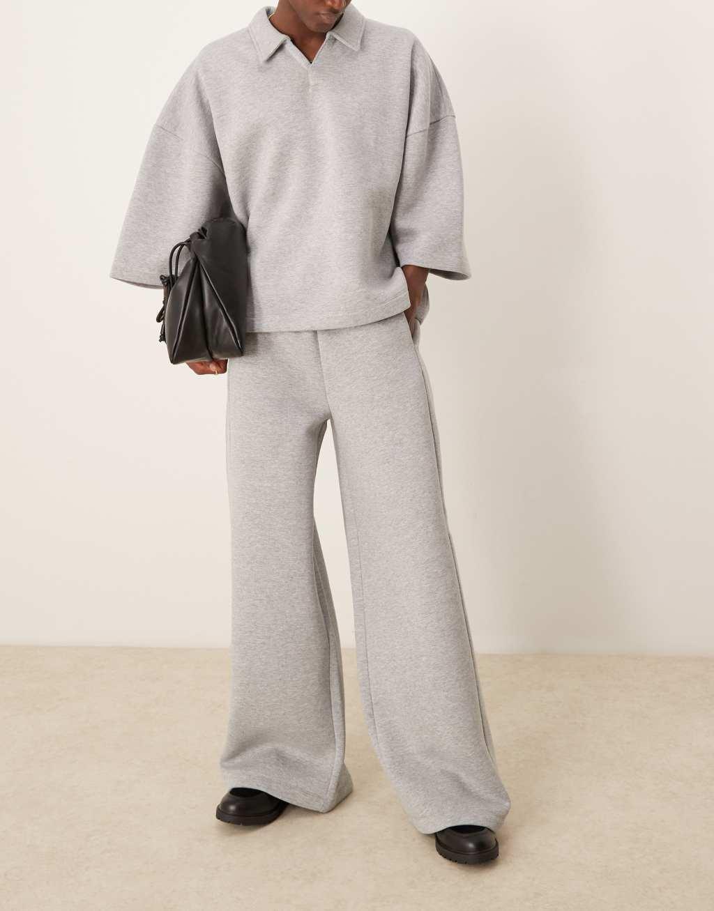 ASOS DESIGN wide leg sweatpants in gray heather Product Image