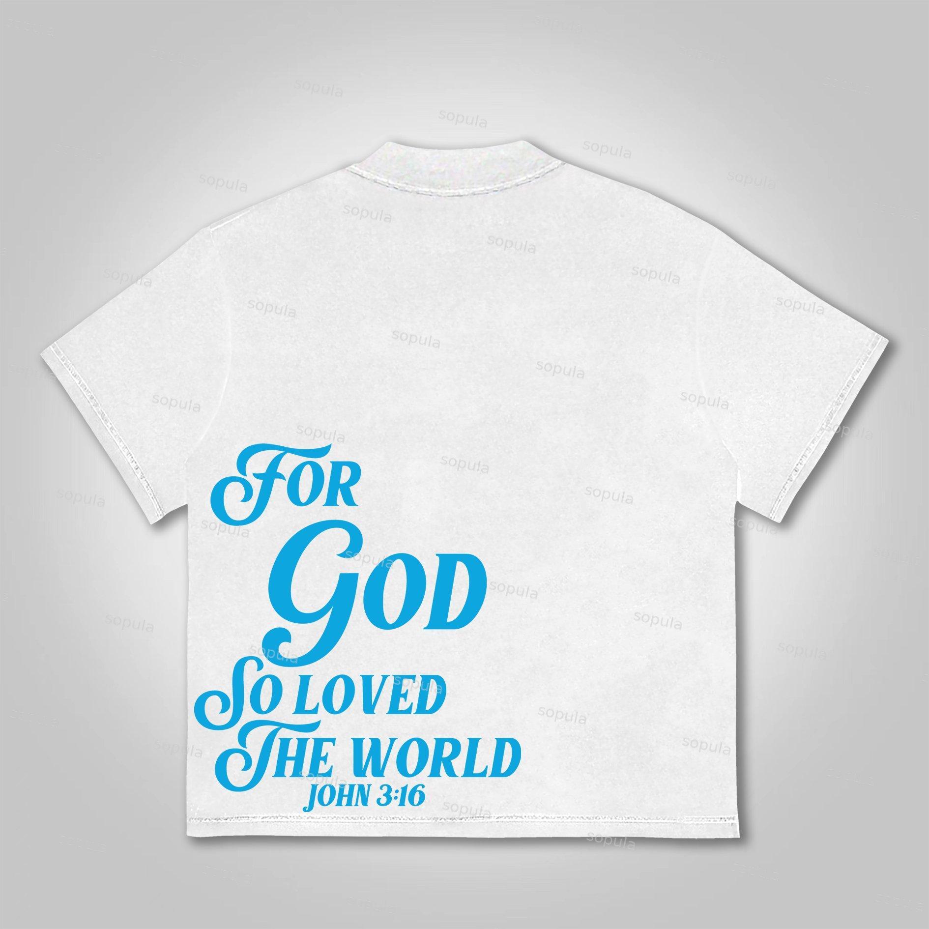 Sopula For God So Loved The World Print Cotton T-Shirt Product Image
