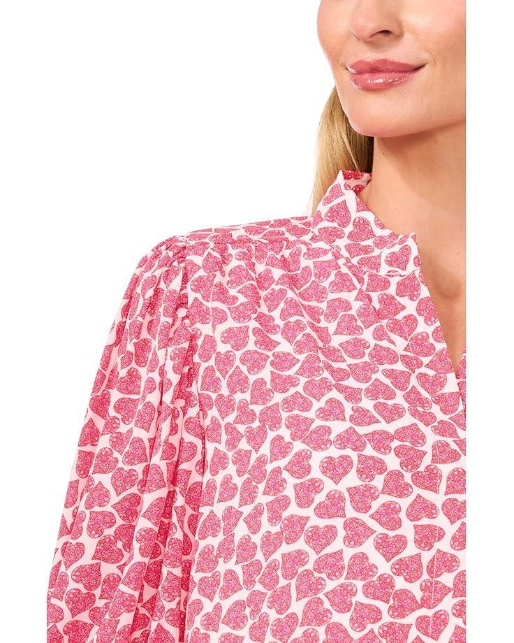 Heart Long Sleeve V-Neck Blouse Product Image